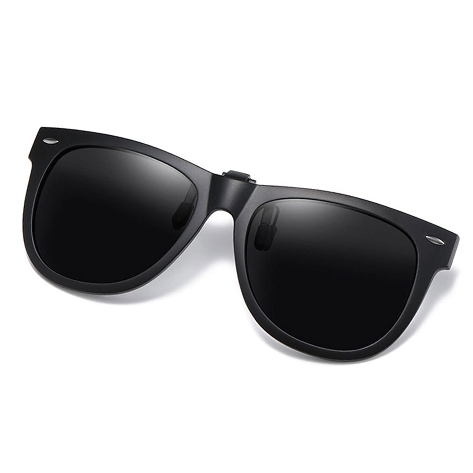 Polarized Clip On Sunglasses for Men & Women - Anti-Glare UV Protection Flip-up Sunglasses Over Prescription Glasses - Perfect for Driving, Fishing & Outdoor Activities