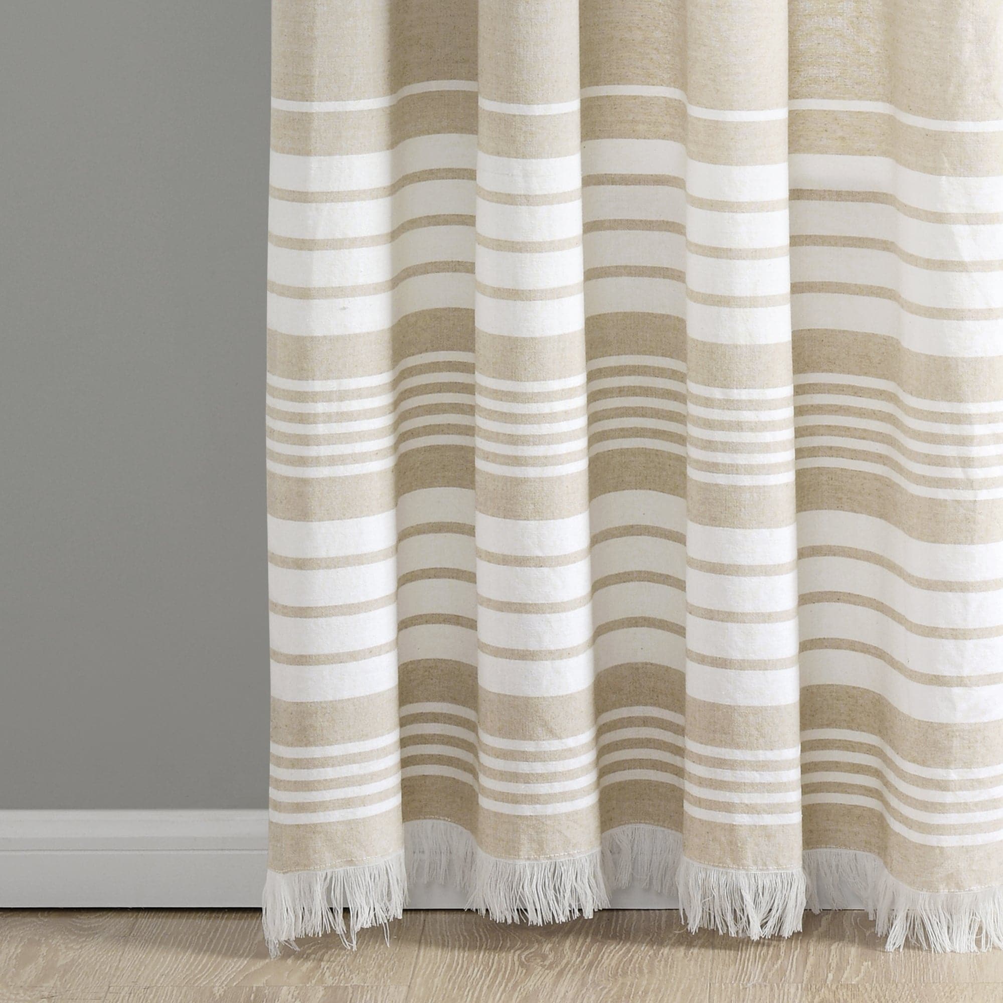 Nantucket Yarn Dyed Tassel Fringe Window Curtain Panel Set - Coastal Style Sheer Drapes for Living Room, Bedroom & Kitchen - Light Filtering & Privacy Window Treatments