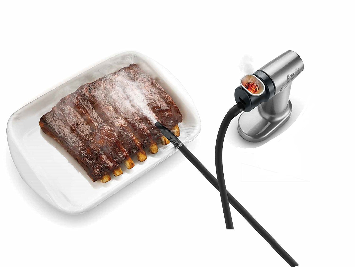 Breville BSM600SIL Smoking Gun Food Smoker - Handheld Cold Smoke Infuser for Meats, Cheese & Cocktails - Silver Kitchen Tool for Home Chefs & BBQ Enthusiasts