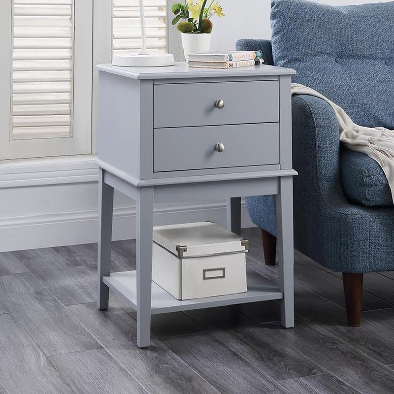 Gray Nightstand with 2 Drawers - 28