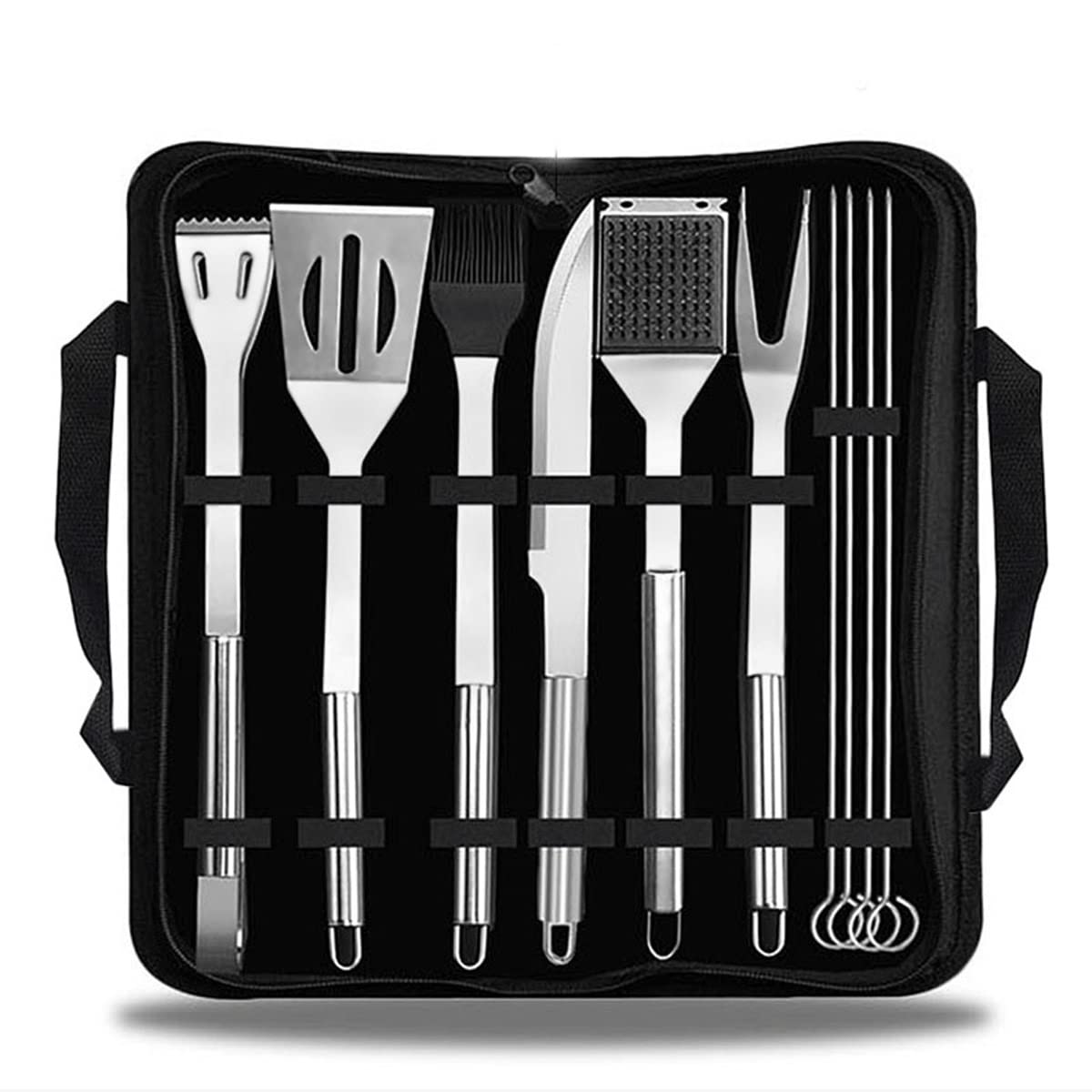 10PCS Stainless Steel BBQ Grill Tools Set with Storage Bag - Heavy Duty Grilling Utensils for Outdoor Cooking, Camping & Backyard Parties - Perfect Gift for Men & Women Who Love BBQ