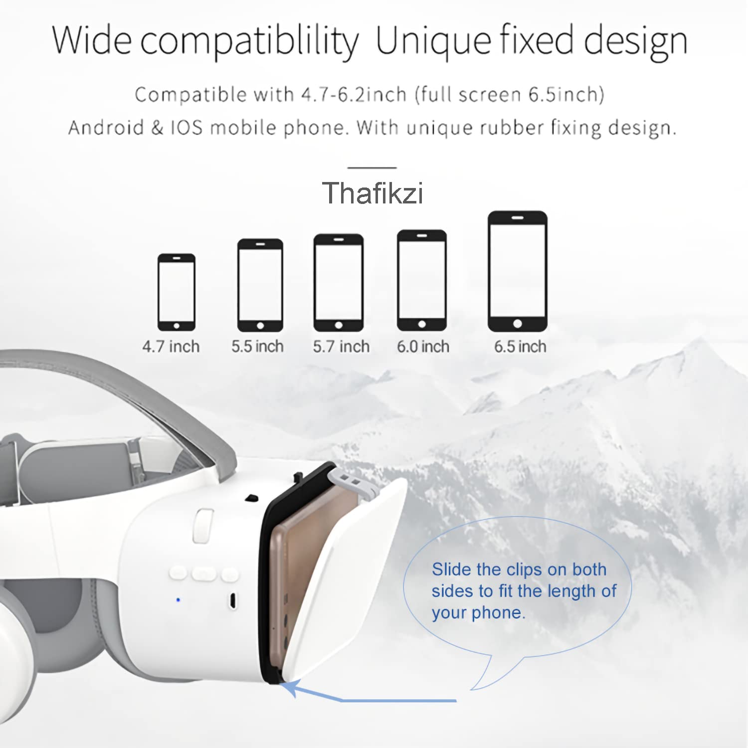 Thafikzi VR Headset for iPhone & Android - 3D Virtual Reality Glasses with Bluetooth Headset & Remote Controller for Movies, Gaming & Metaverse | Wireless VR Goggles for Smartphones (White) - Perfect for Home Entertainment, VR Gaming & Immersive Movie Experiences
