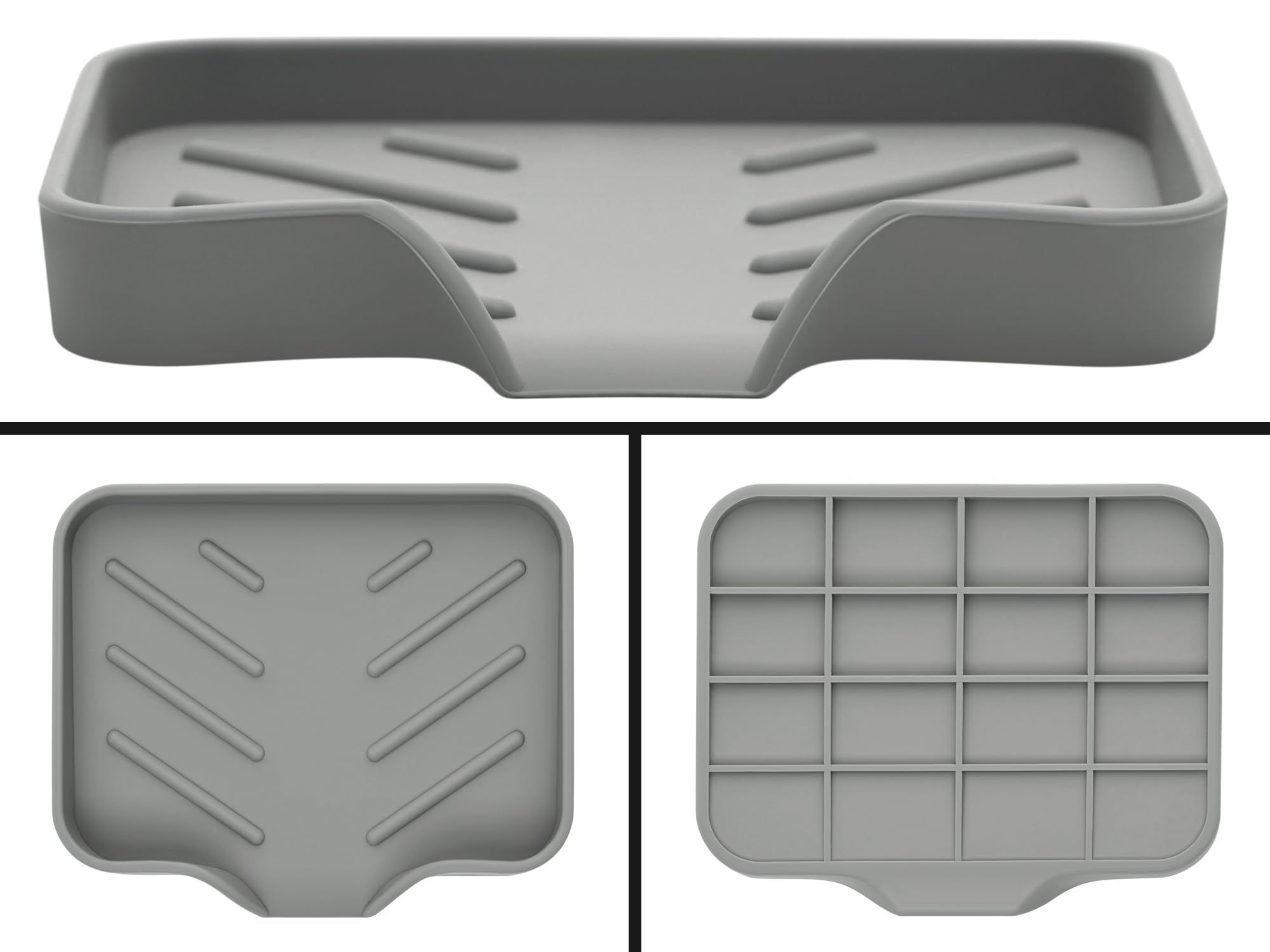 Premium Gray Self-Draining Soap Dish for Shower & Bathroom - Durable Silicone Soap Holder for Daily Use