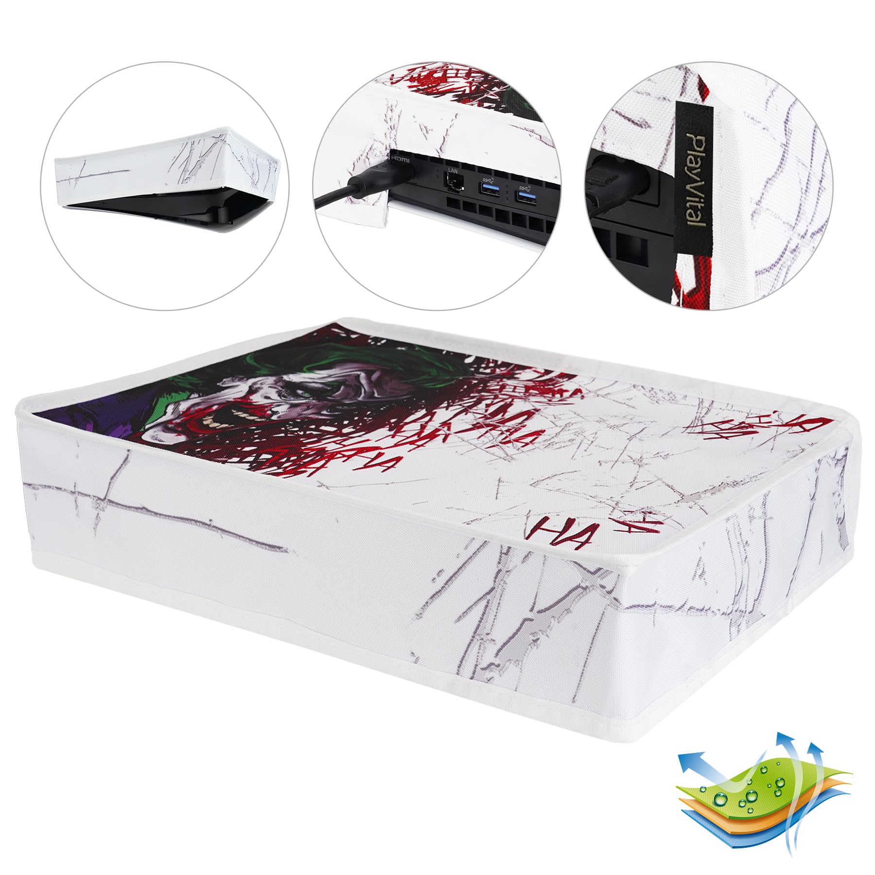 PlayVital Horizontal Dust Cover for PS5 Slim Digital Edition (New Smaller Design) - Nylon Dustproof & Waterproof Protector Sleeve for PlayStation 5 Slim Console - Perfect for Gaming Setup Protection & Travel Storage