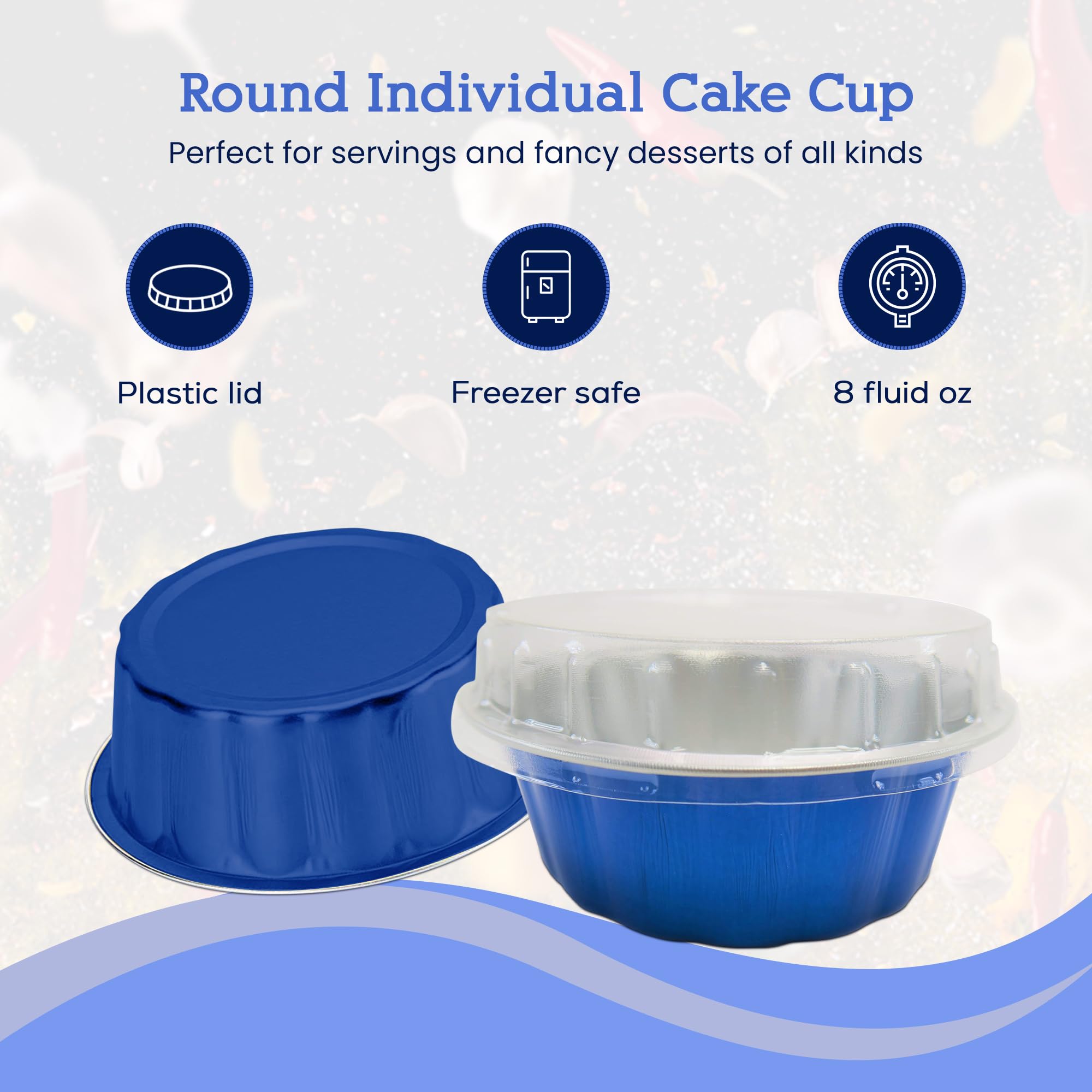 KitchenDance 8 oz Disposable Round Aluminum Foil Pans Without Lids - Mini Pie Tins for Baking, Storing Mini Cakes & Desserts - Vibrant Colors, Sturdy Scalloped Edge Design - Perfect for Parties, Picnics & Holiday Baking - A8NL