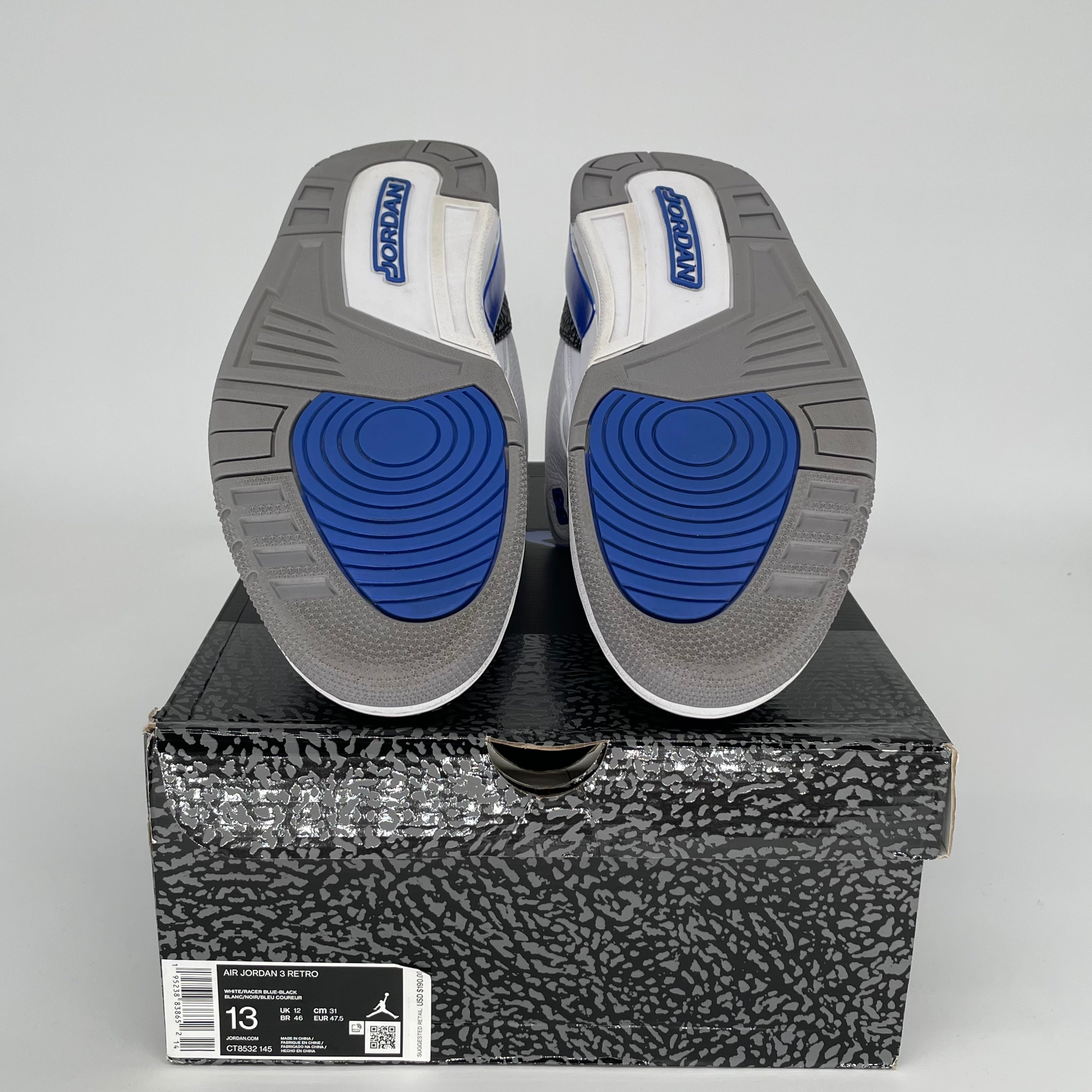 AIR JORDAN 3 RACER BLUE Men's Basketball Shoes Size 13 - Official Retro Sneakers CT8532-145 for Running, Gym & Streetwear Fashion