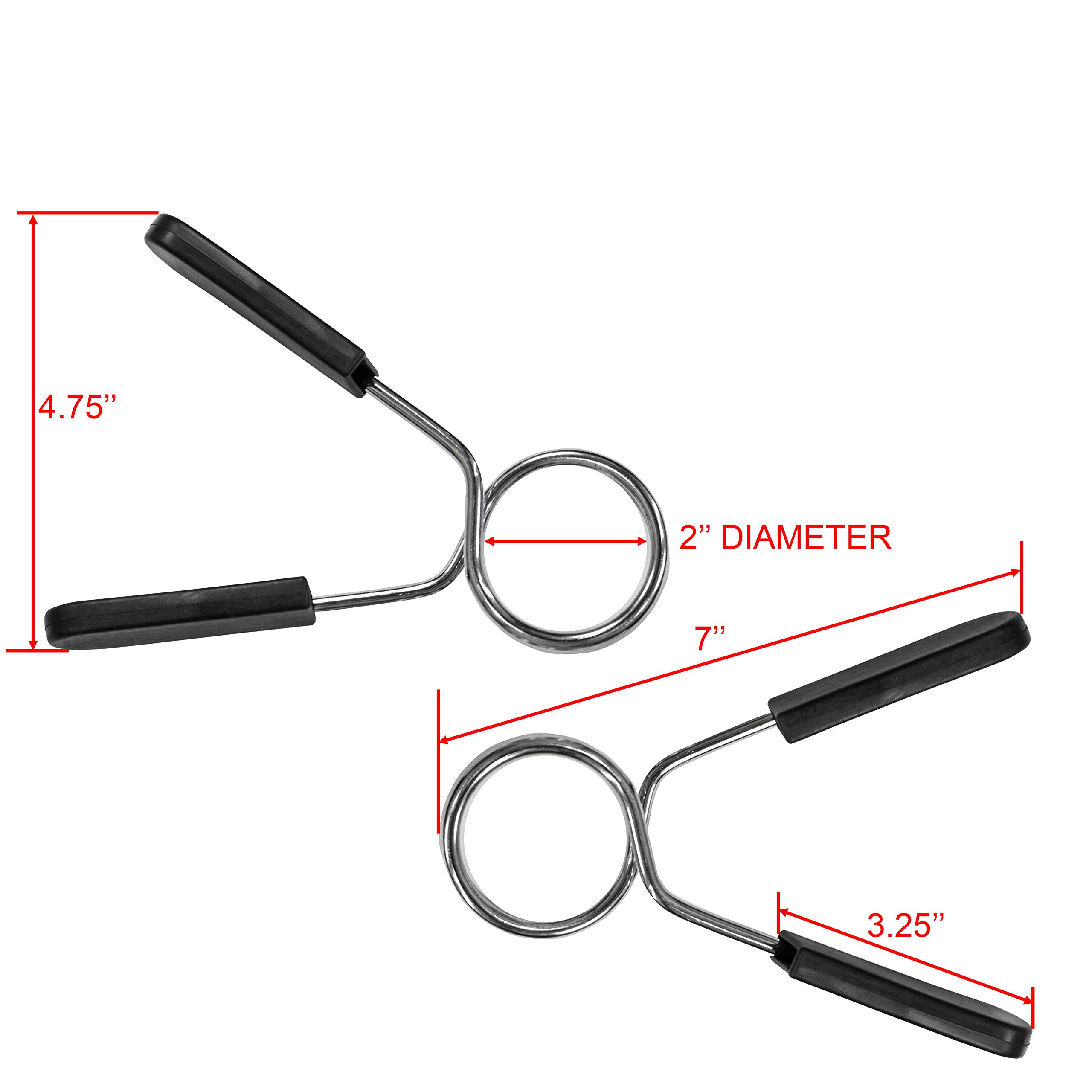Olympic Barbell Clips for Weight Lifting - 2 Inch Spring Clamps for Gym & Home Workouts