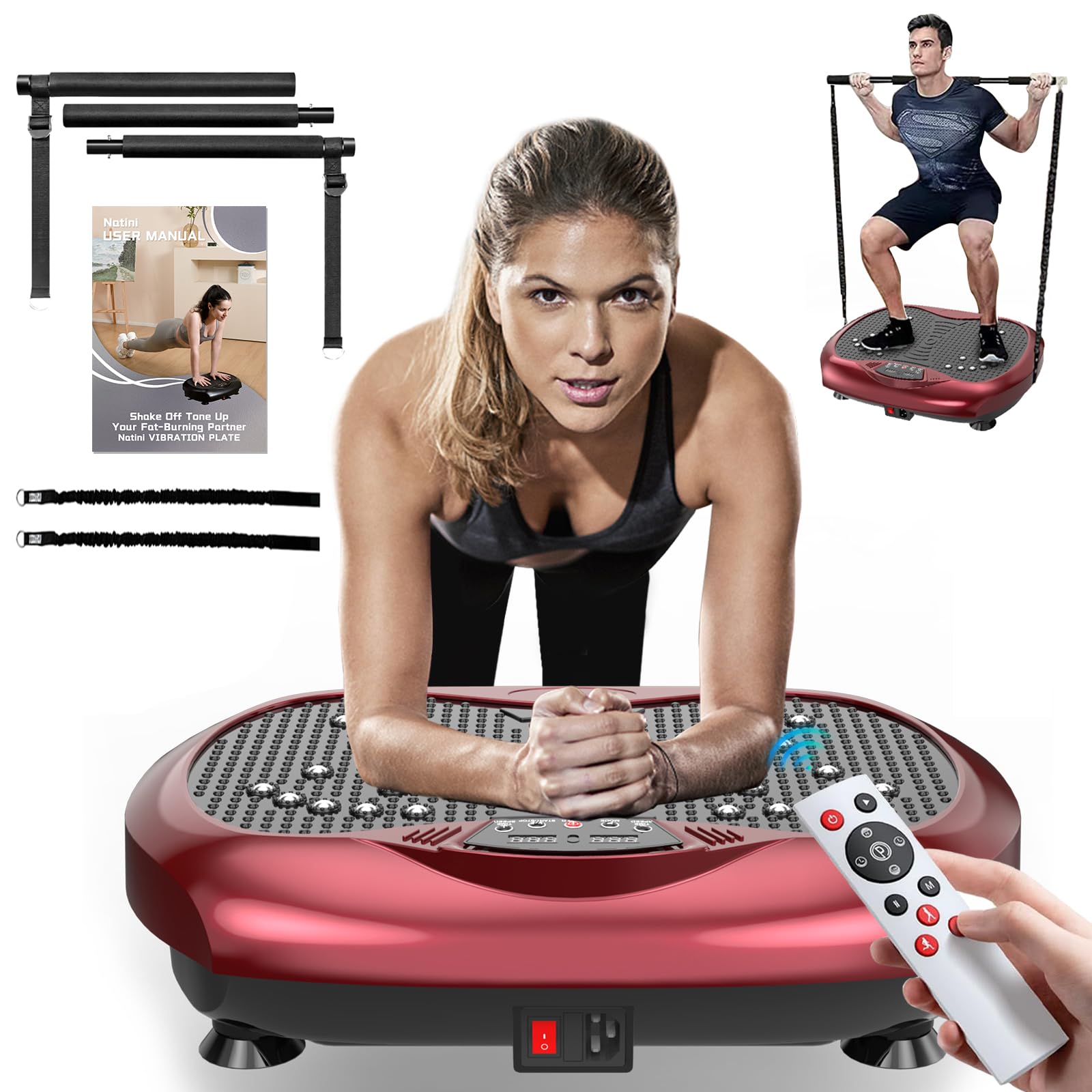 Whole Body Vibration Plate Machine for Weight Loss & Lymphatic Drainage - Home Fitness Equipment with Resistance Bands & Remote - Perfect for Pilates, Muscle Toning, and Post-Workout Recovery