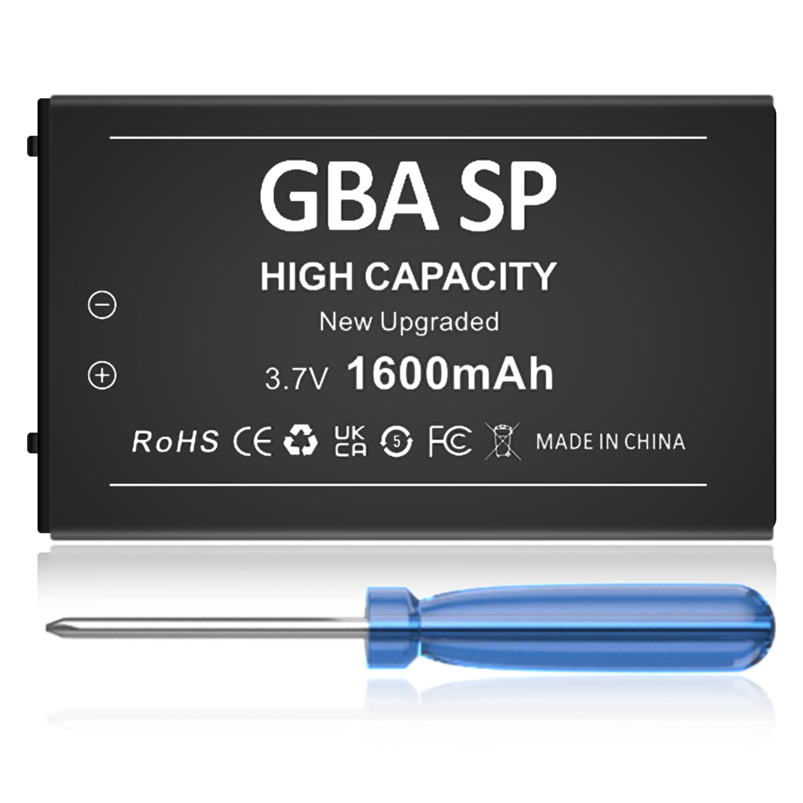 Upgraded 1600mAh Rechargeable Lithium-ion Battery Pack for Gameboy Advance SP (GBA SP) - Replacement Battery for AGS-001 & SAM-003 Models with Tool Kit - Perfect for Gaming On-The-Go & Retro Console Enthusiasts