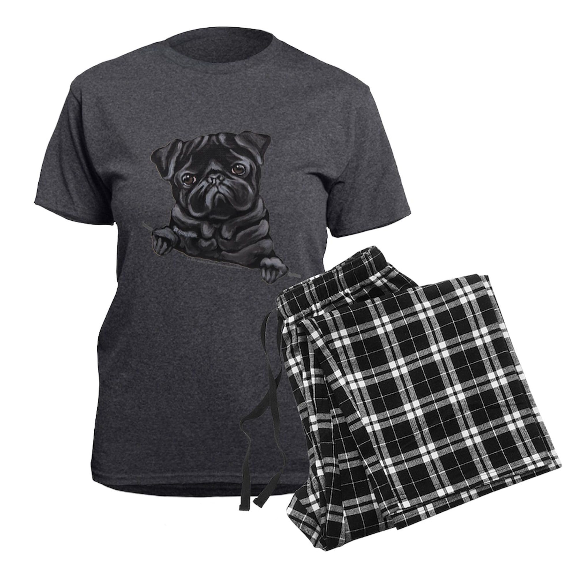 Black Pug Line Art Women's Charcoal Pajama Set - Soft & Comfortable Sleepwear for Dog Lovers - Perfect for Lounging, Sleepovers & Cozy Nights at Home