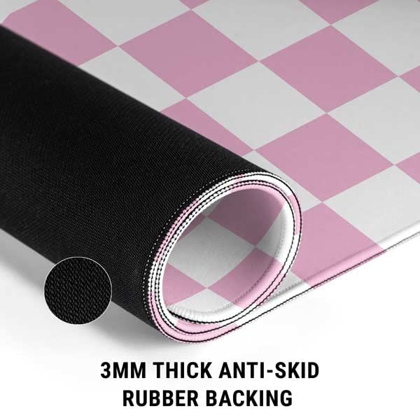 Pink & White Checkerboard Gaming Mouse Pad - Non-Slip, Waterproof for PC Setup