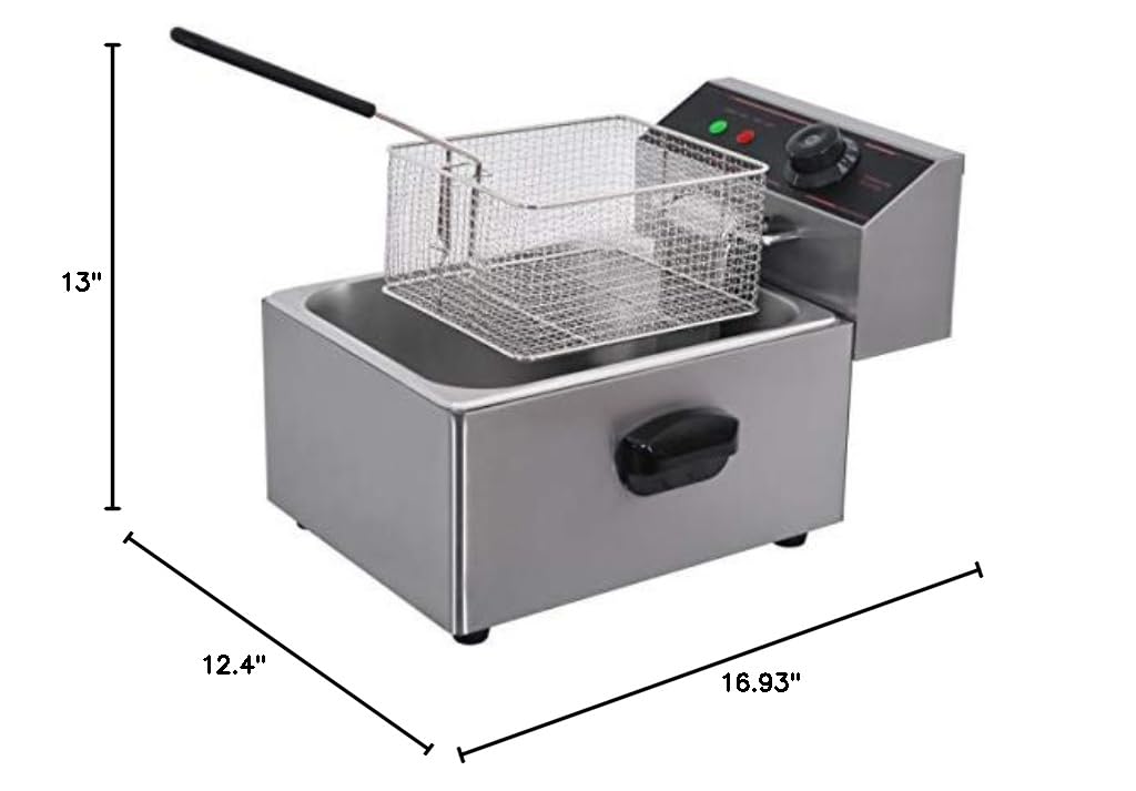 Kolice 8L Commercial Electric Deep Fryer with Basket & Lid - Countertop Kitchen Frying Machine for Chicken, French Fries, Donuts - Perfect for Restaurants, Food Trucks & Home Cooking