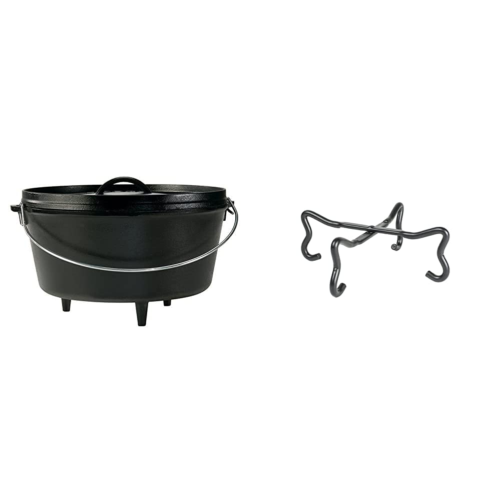 Lodge Pre-Seasoned Cast Iron Dutch Oven 12 Inch - Deep Camp Cooking Pot with Lid Lifter & Accessories | Perfect for Outdoor Camping, Dutch Oven Recipes & Backyard BBQs