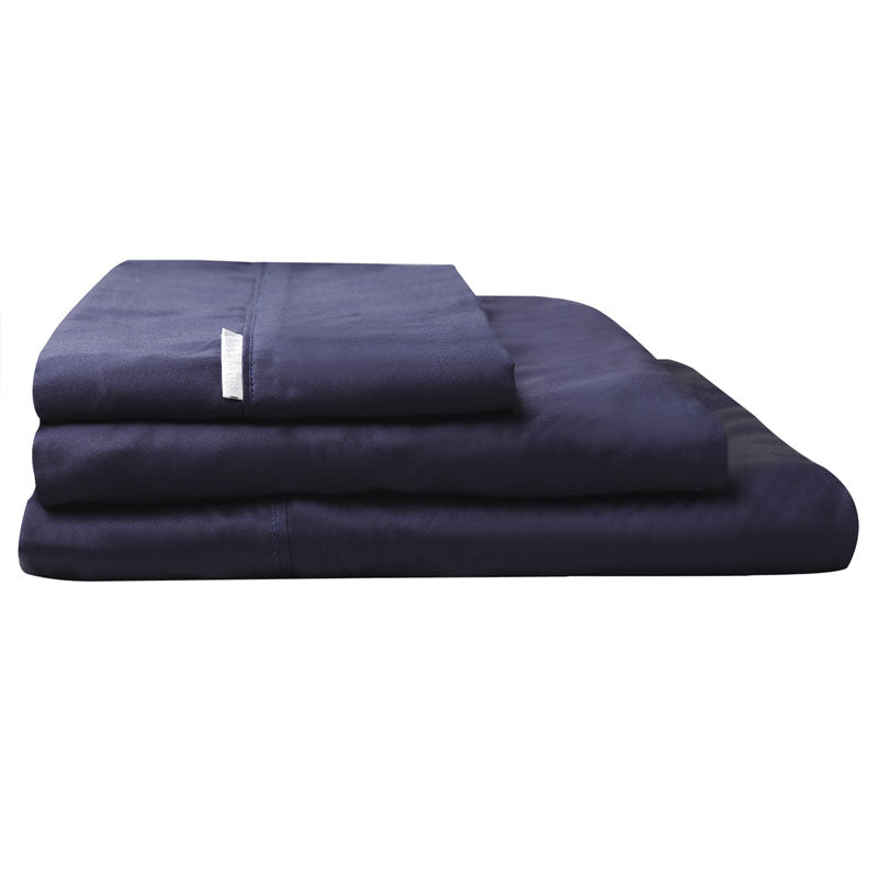 Luxury 100% Egyptian Cotton Sateen Sheet Set - 400 Thread Count King Size Bed Sheets in Navy Blue | Ultra Soft & Breathable for All-Season Comfort | Perfect for Master Bedroom, Guest Room & Hotel Use