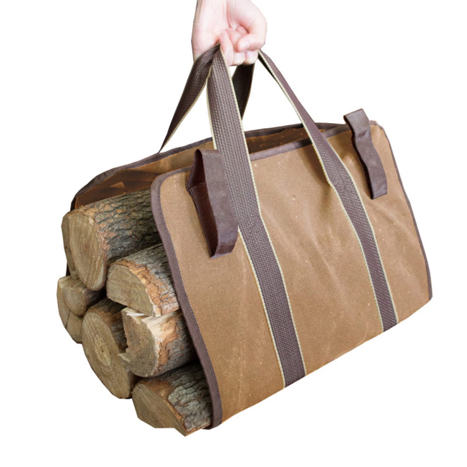 Durable Canvas Firewood Storage Bag - Heavy-Duty Portable Log Carrier for Camping, Hiking & Fireplace | Multifunctional Outdoor Wood Transport Bag for BBQ, Firewood Storage & Backyard Use