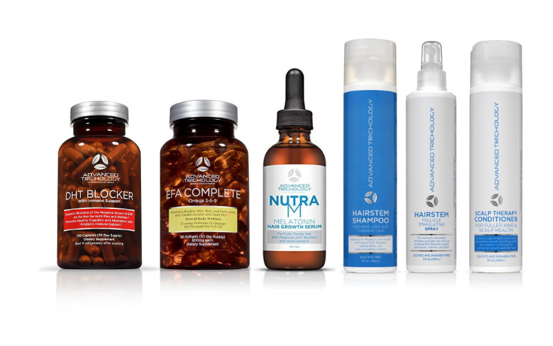 NutraM DHT Blocker Hair Growth Serum with Topical Melatonin & Immune Support | EFA Complete & HairStem™ Shampoo and Conditioner Bundle for Thicker, Healthier Hair | Perfect for Men & Women with Thinning Hair or Hair Loss Concerns