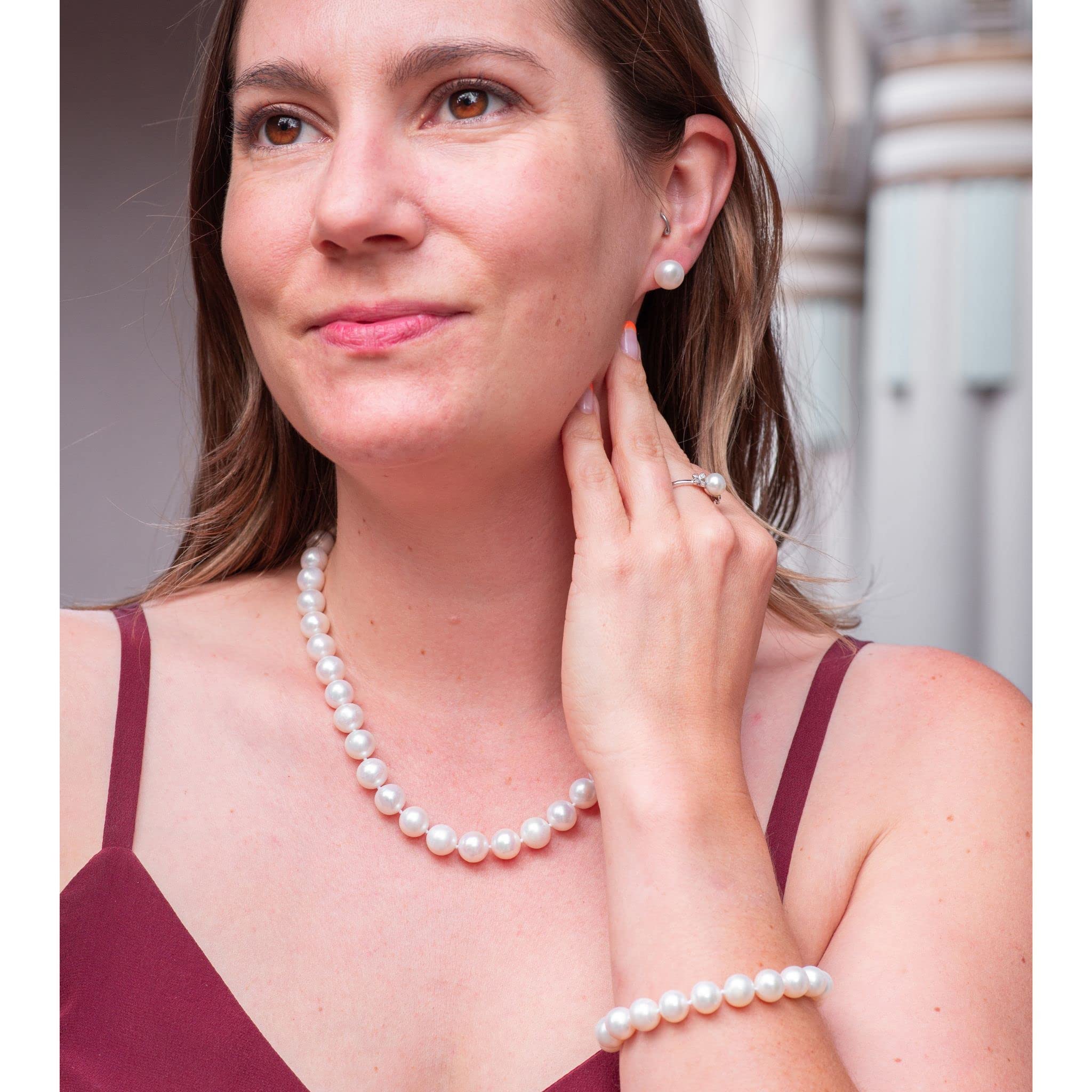 Freshwater Pearl Jewelry Set for Women - Necklace, Bracelet, Earrings - Wedding & Party