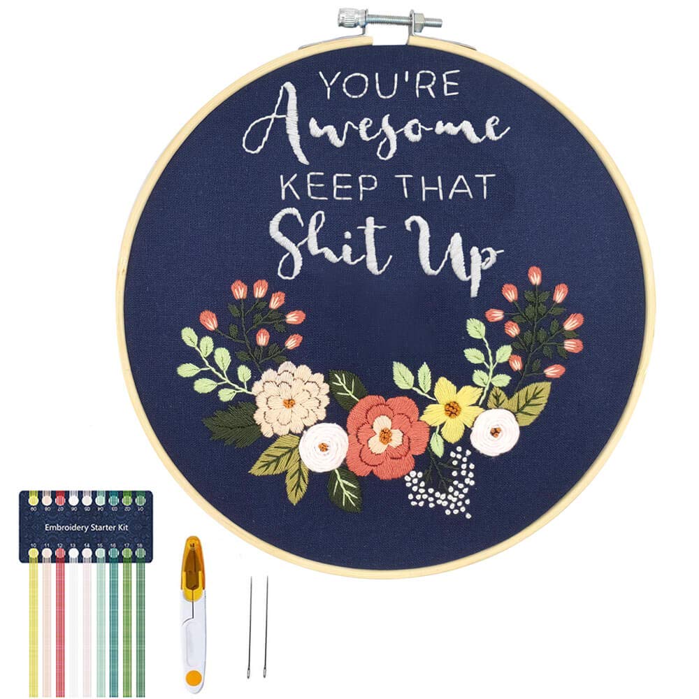 Mother's Day Gift Ideas for Mom - Beginner Embroidery Kit with Cross Stitch Supplies - DIY Craft Starter Set for Women | Perfect Birthday Present for Daughter, Best Friend & Coworker | Home Decor & Relaxation Hobby
