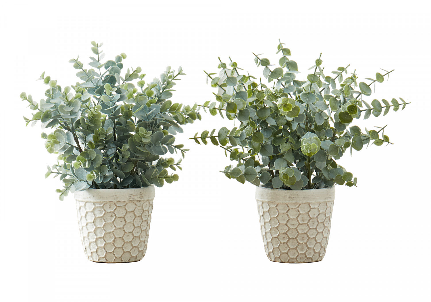 13 Eucalyptus Grass Plants with 4 White Pots - Green Artificial Decor Set of 2 - Perfect for Home Office Decor, Wedding Centerpieces & Indoor Greenery