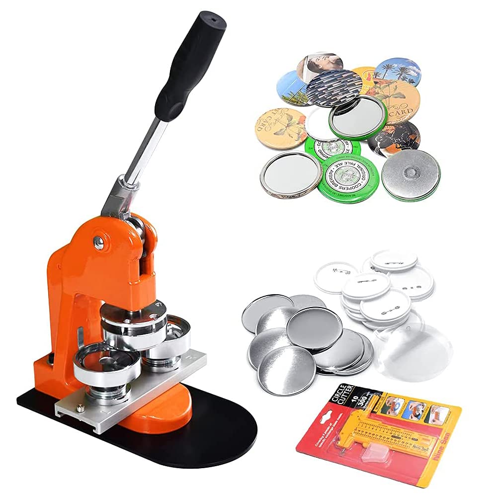 32mm 1¼ Inch Button Maker Machine - Professional Badge & Pin Press with 400pcs Free Button Parts & Circle Cutter - Perfect for DIY Crafts, School Projects, and Custom Promotional Items