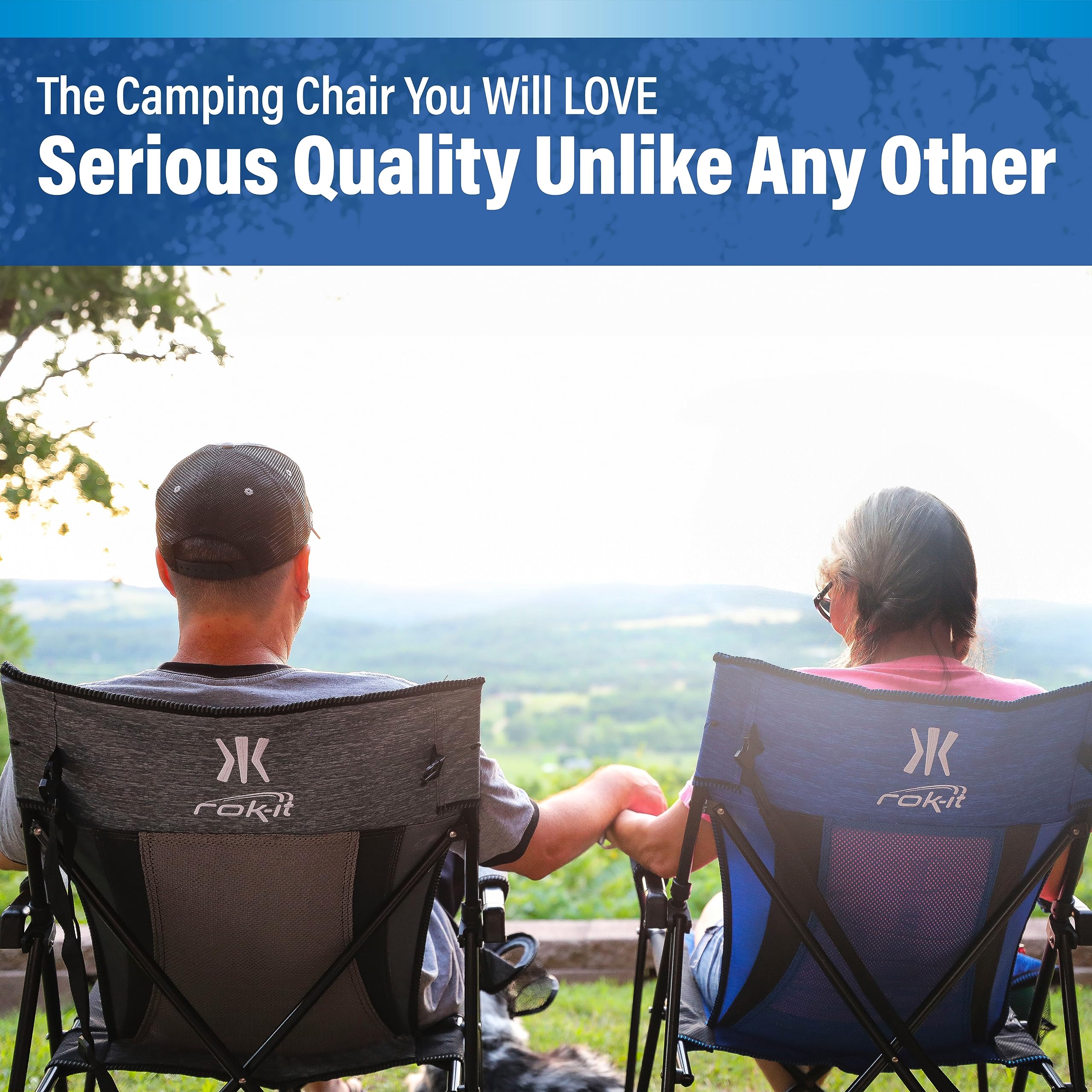Kijaro Rok-it Rocking Camp Chair - Portable Folding Rocker Chair for Outdoor Camping, Lawn, Sports & Travel - Lightweight & Durable - Hallett Peak Gray - Perfect for Backyard, Beach, Picnics & Tailgating