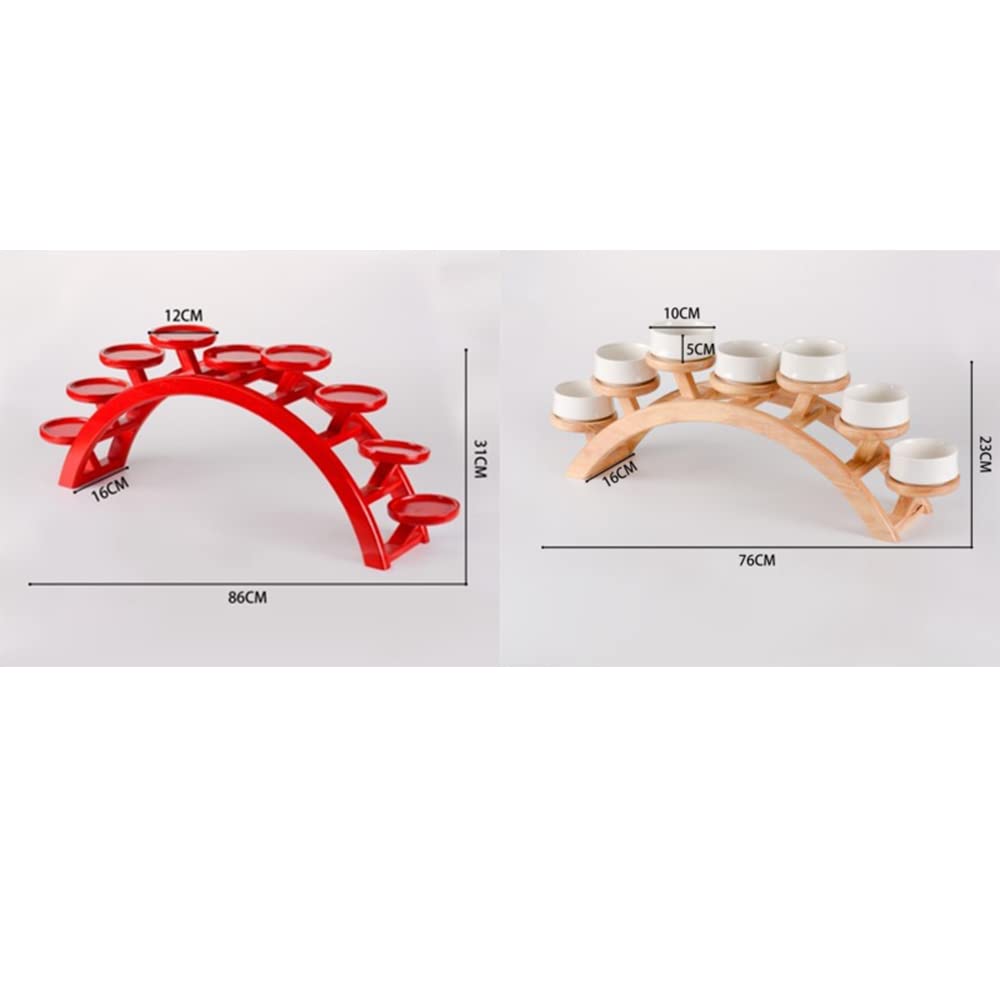 Japanese Style Stepped Sushi Plate - Wooden Arch Bridge Sushi Serving Tray for Small Portions, Appetizers & Snacks | Perfect for Home Dining, Party Food Display & Japanese Restaurant Serving