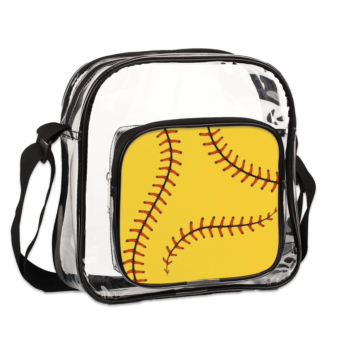 Mularoka Clear Crossbody Purse Bag - Stadium Approved Abstract Baseball Design for Women & Men | Perfect for Sports Events, Concerts & Festivals | Transparent Shoulder Bag for Security Checks