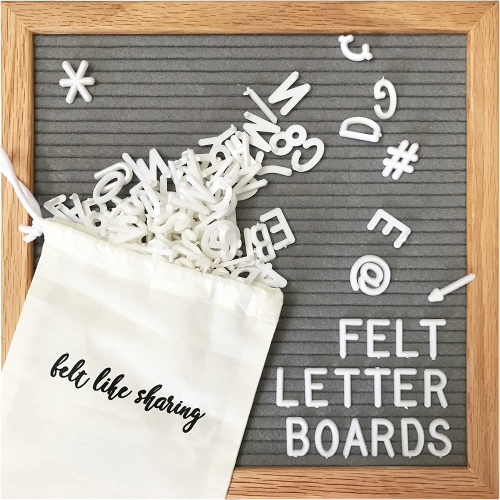 10x10 Inch Felt Letter Board with 300 Changeable Letters - Oak Frame Wooden Message Board for Baby Announcements, Milestones & Office Decor | Perfect for Home, Nursery, Wedding, Classroom & Party Decorations (Gray)