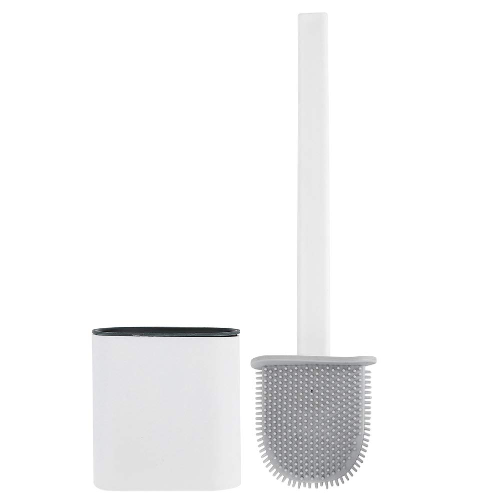 NITRIP Toilet Brush Set - Long Handle Wall Mounted for Bathroom & Kitchen Cleaning (White)