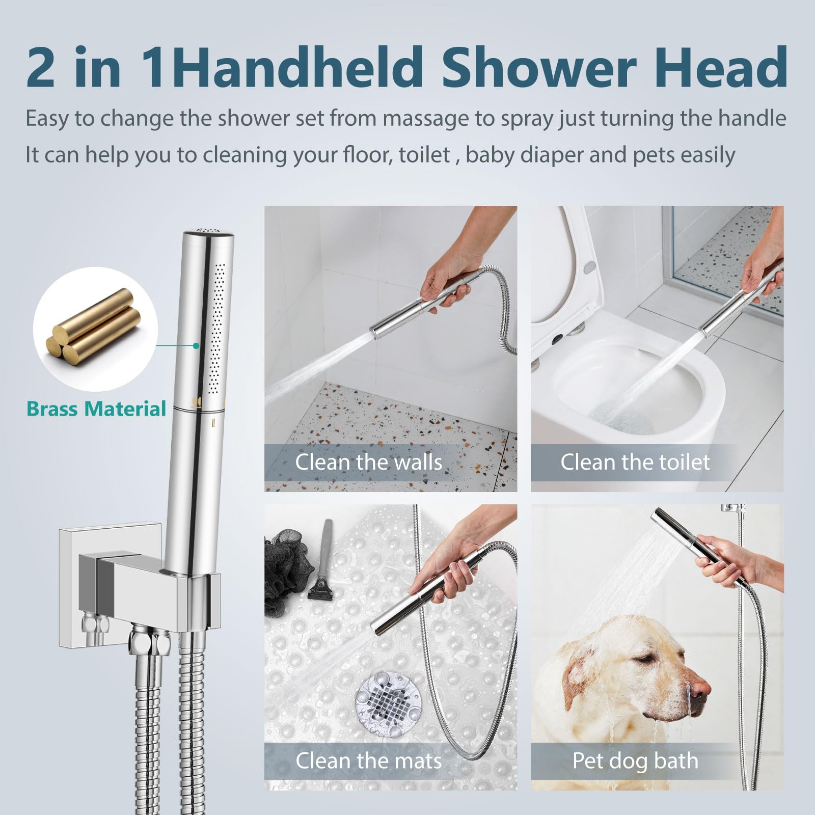 Aolemi 10 Inch High Pressure Rainfall Shower System - 2 in 1 Wall Mount Shower Head with Handheld Spray, Polished Chrome Shower Faucet Set for Luxurious Bathroom Experience | Perfect for Master Bath, Spa-Like Showers & Modern Home Renovations