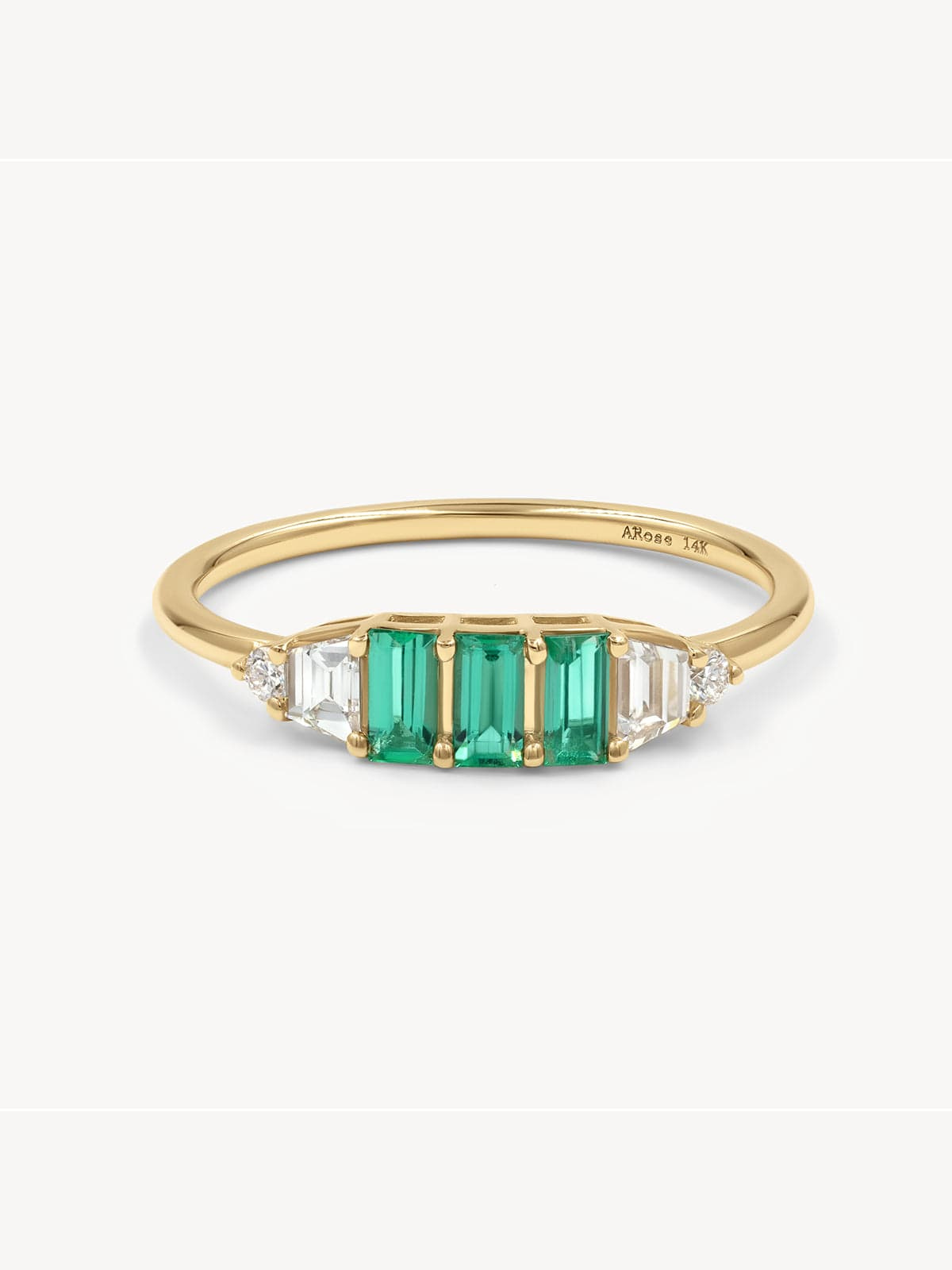 Emerald Trinity Ring - 14K Gold Plated Sterling Silver Stackable Ring for Women - Perfect for Engagement, Anniversary, and Everyday Wear