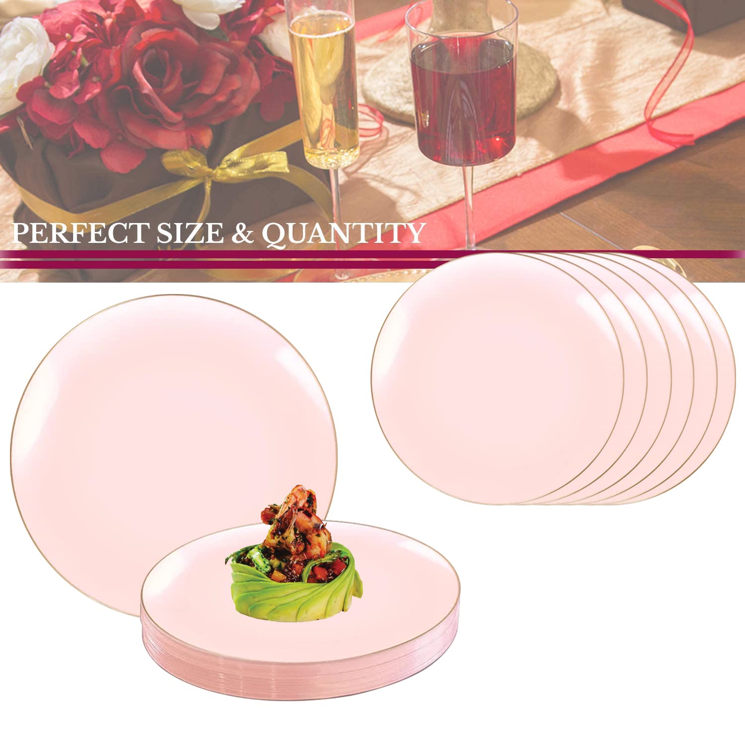 Eco-Friendly Disposable Plastic Plates with Elegant Rim Design - 10.25