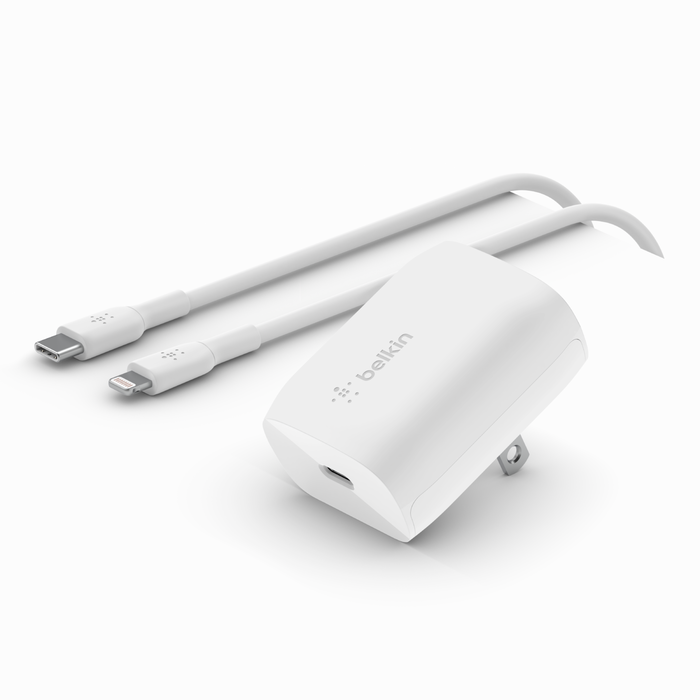 Belkin 20W USB-C PPS Fast Charger with USB-C to Lightning Cable - White | Compatible with iPhone, iPad & AirPods | Perfect for Home, Office & Travel