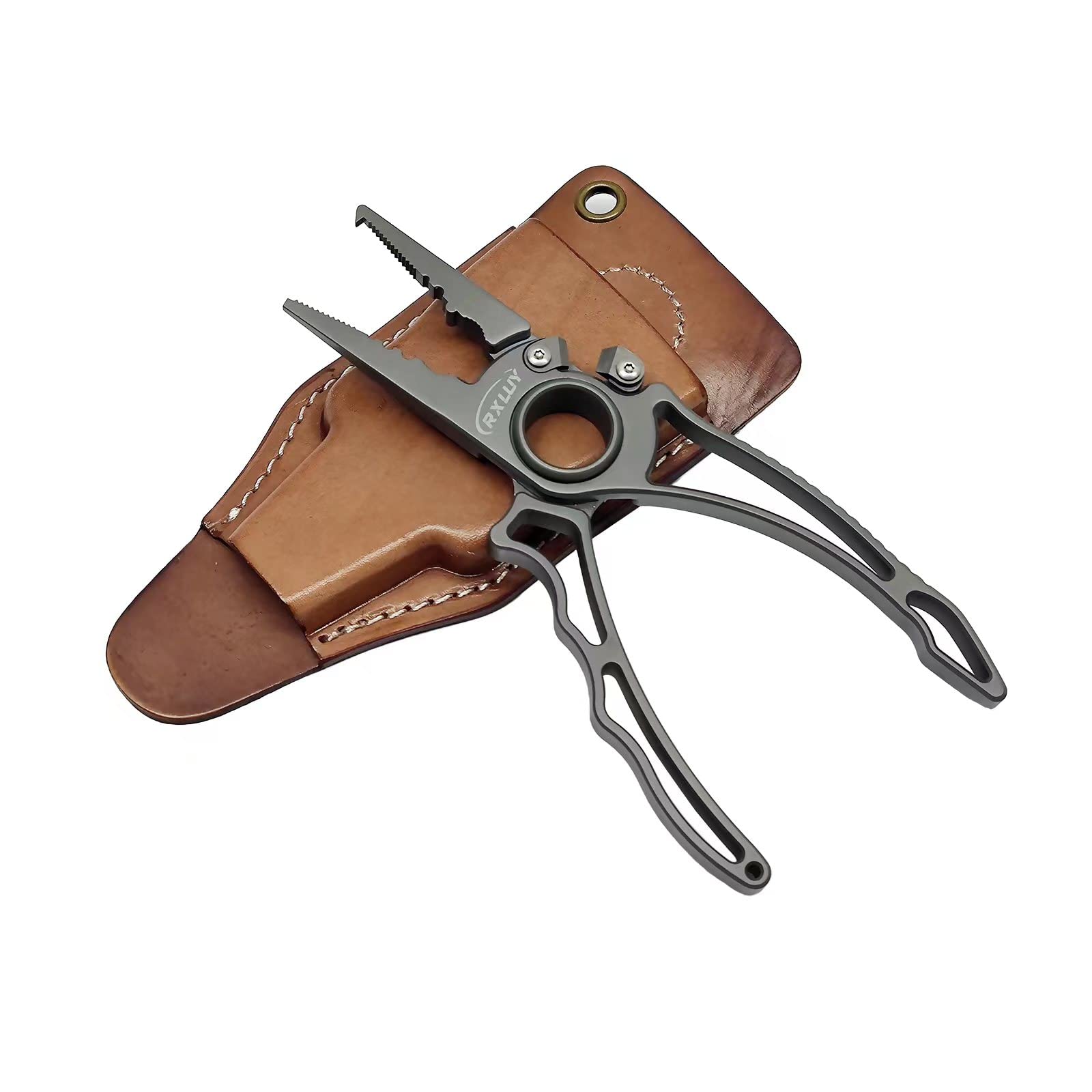 Premium Titanium Fishing Pliers - Saltwater Fishing Gear with Tungsten Cutters & Split Ring Hook Remover | Knot Tying Tool with Lanyard | Ideal for Ice Fishing, Sea Fishing & Gifts for Anglers | Perfect for Offshore, Inshore & Freshwater Fishing Adventures