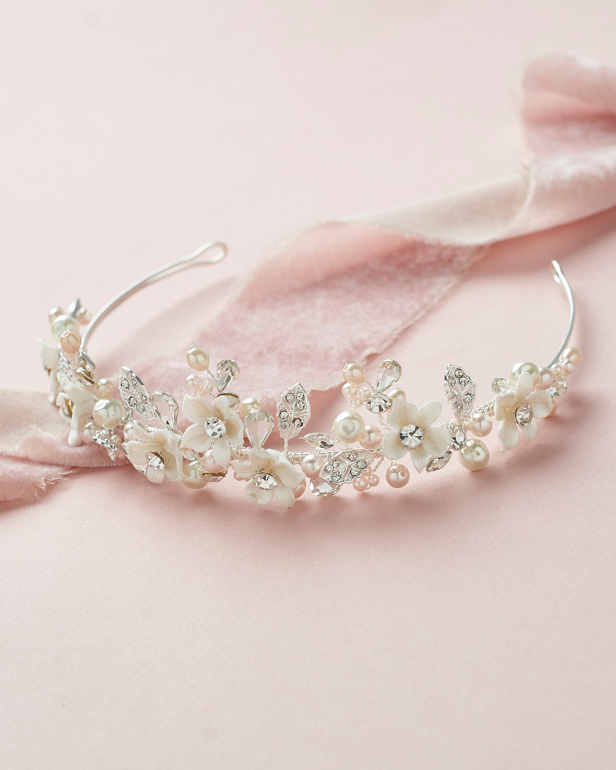 Giovanna Floral Tiara - Elegant Bridal Hair Crown for Weddings, Prom & Special Occasions | Boho Wedding Headpiece with Delicate Flowers
