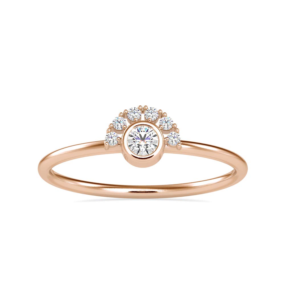 14K White/Yellow/Rose Gold Round Natural Diamond Bezel Set Wedding Ring for Women - 0.13 Ct IJ-SI Certified Bridal Promise Ring | Perfect for Engagement, Anniversary & Wedding Celebrations