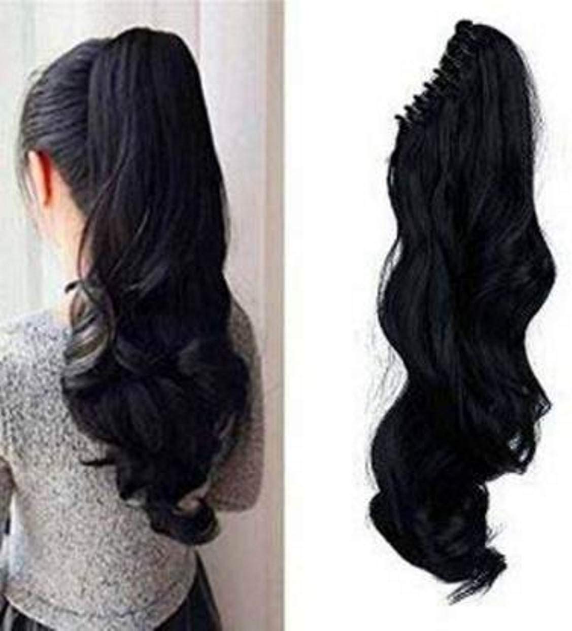 Views Synthetic Hair Extensions & Wigs - Clip-In Ponytail for Instant Volume (Black) | Perfect for Cosplay, Parties & Daily Styling