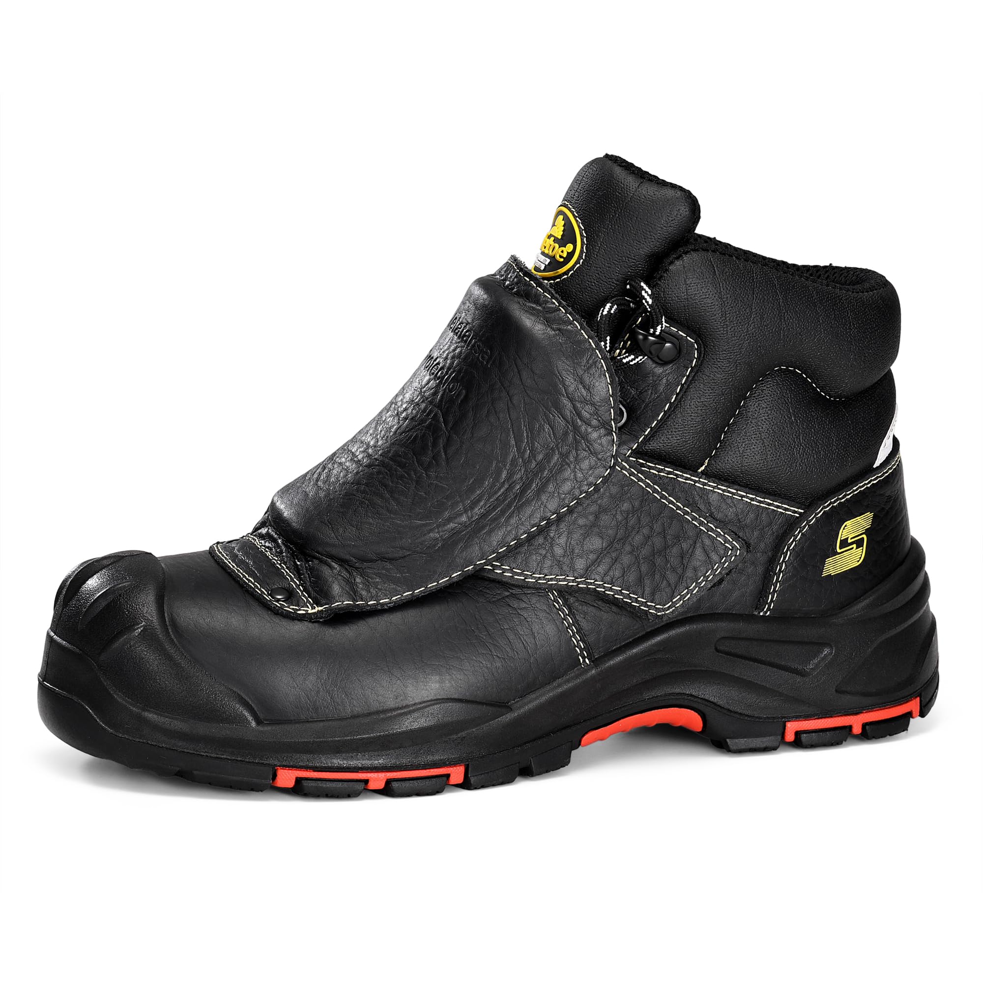 SAFETOE Men's Composite Toe Welding Boots with Metatarsal Guard - 300℃ Heat & Fire Resistant Work Boots for Welders - Perfect for Industrial, Construction & Metalworking Safety
