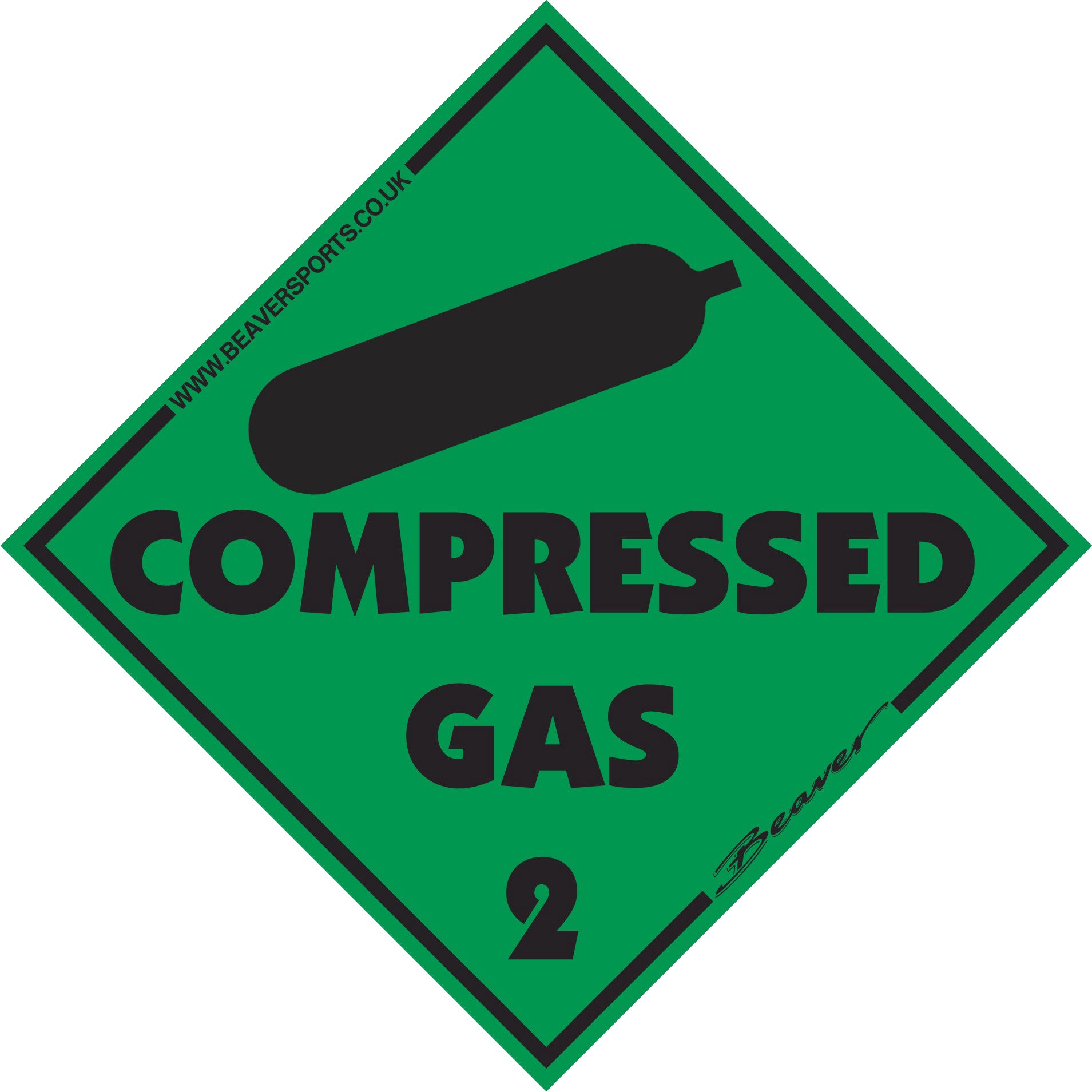 Beaver Magnetic Compressed Gas Symbol Sign - OSHA Compliant Safety Label for Industrial Gas Cylinders & Hazardous Material Storage Areas | Workplace Safety Equipment