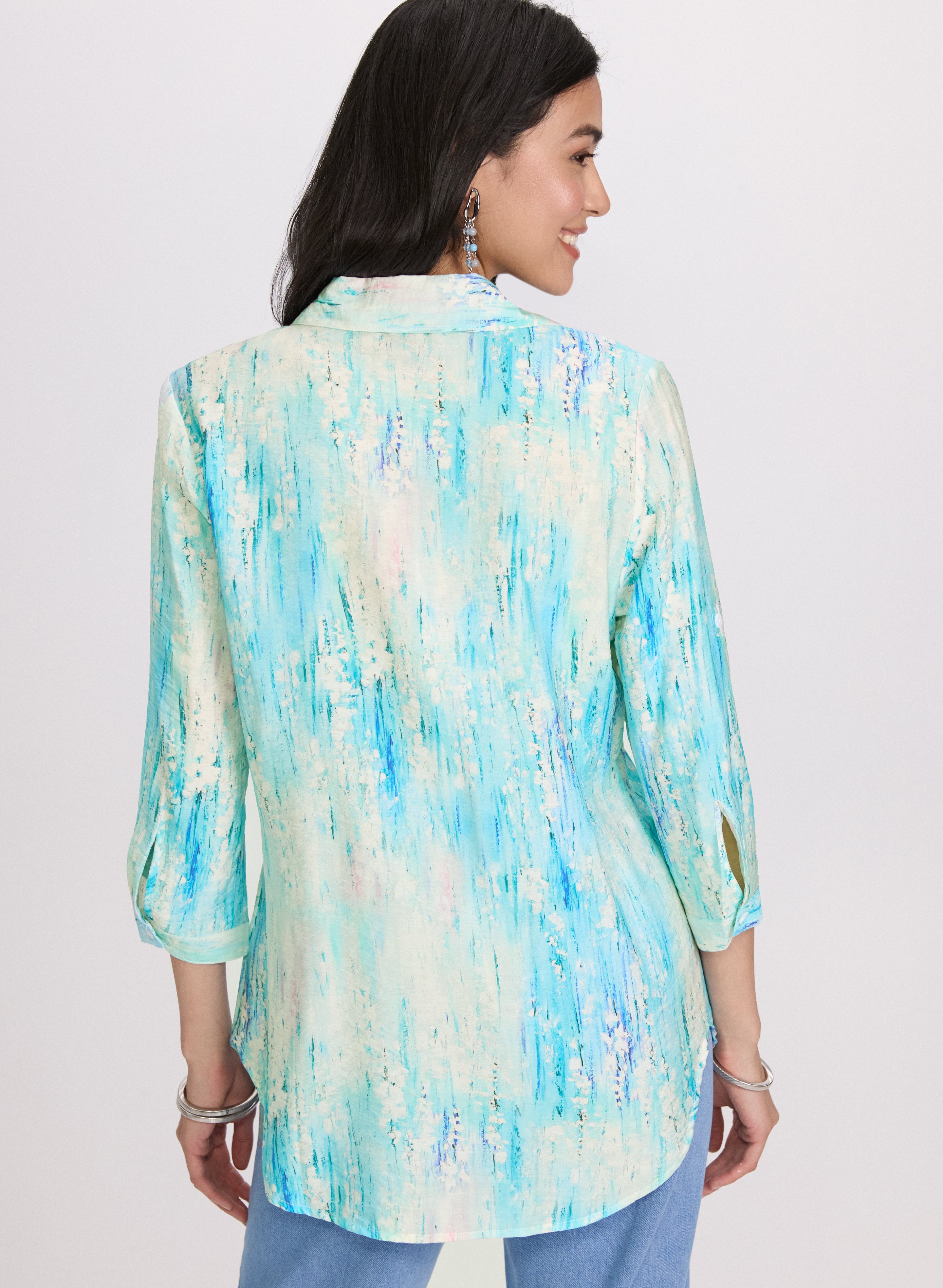 Stylish Abstract Print Blouse for Women - Trendy Floral Pattern Casual Top - Perfect for Office, Date Night & Summer Outfits