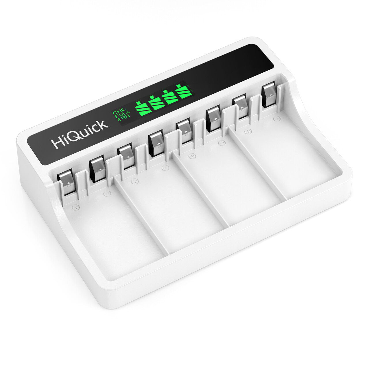HiQuick 4 Bay LCD 9V Smart Battery Charger for NiMH NiCD Li-ion Rechargeable Batteries - Fast Charging for Smoke Detectors, Guitar Pedals & Medical Devices