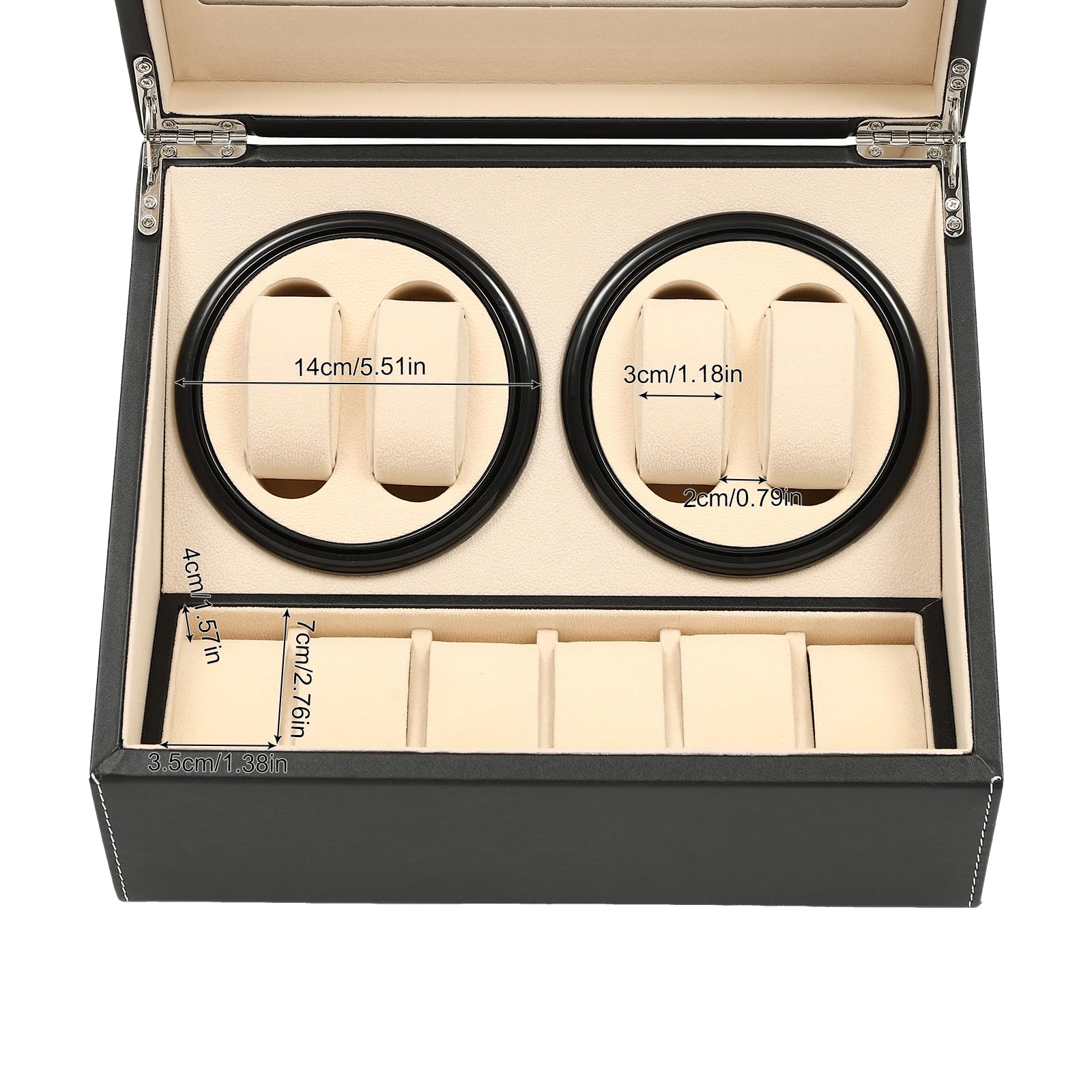 Premium Automatic Watch Winder Display Box - PU Leather 4+6 Rotating Watch Storage Case with Soft Pillows for Rolex & Luxury Watches | Perfect for Home, Office & Watch Collector Display