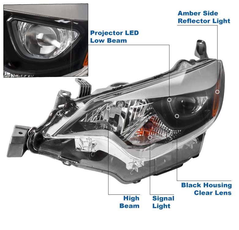 Replacement LED Headlight Headlamp for 2014-2016 Toyota Corolla - Driver Side - Bright & Durable - Perfect for Night Driving & Off-Road Adventures