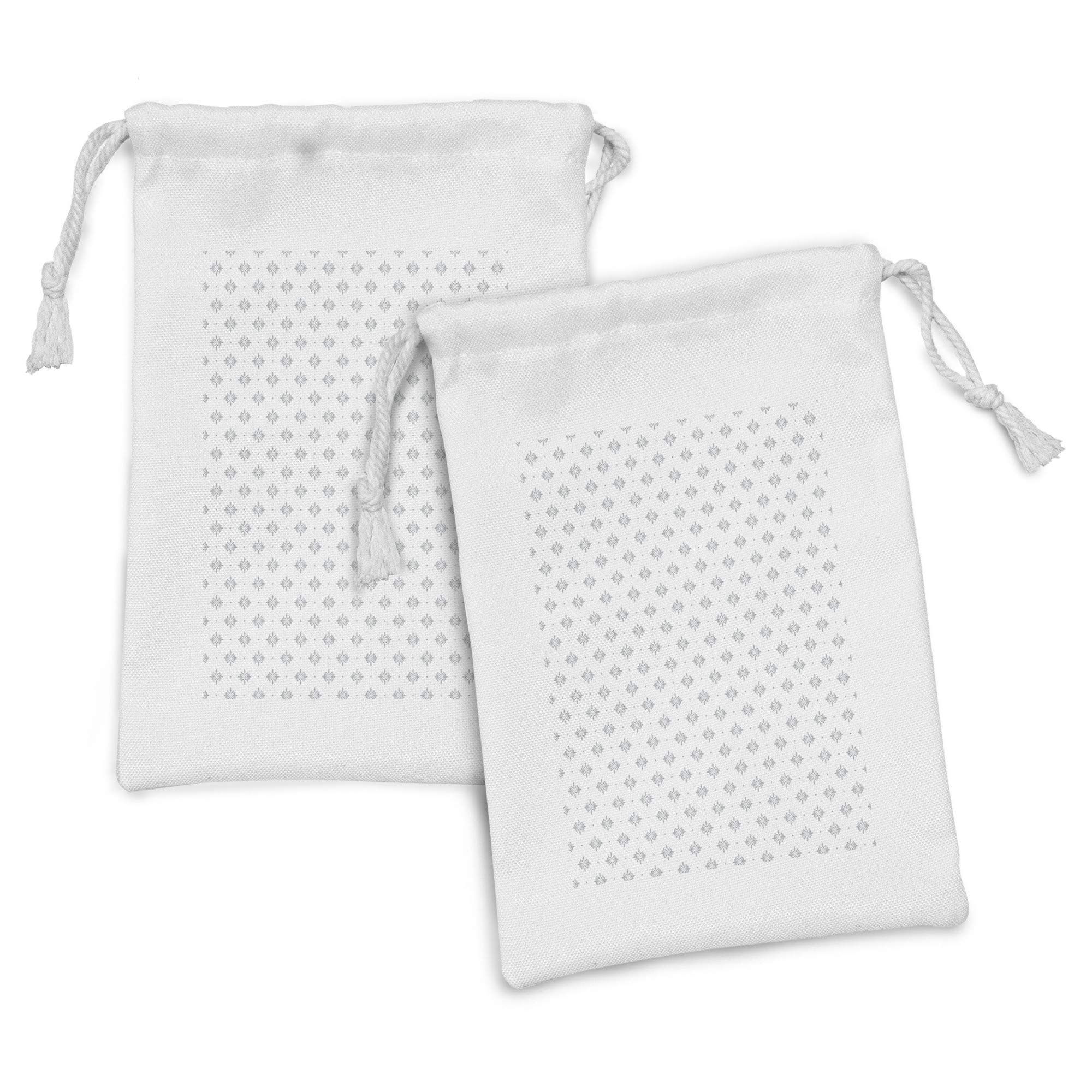 Ambesonne 2-Pack Damask Fabric Drawstring Pouches - Geometric Star & Baroque Print Small Bags for Toiletries, Jewelry, Travel Essentials (9