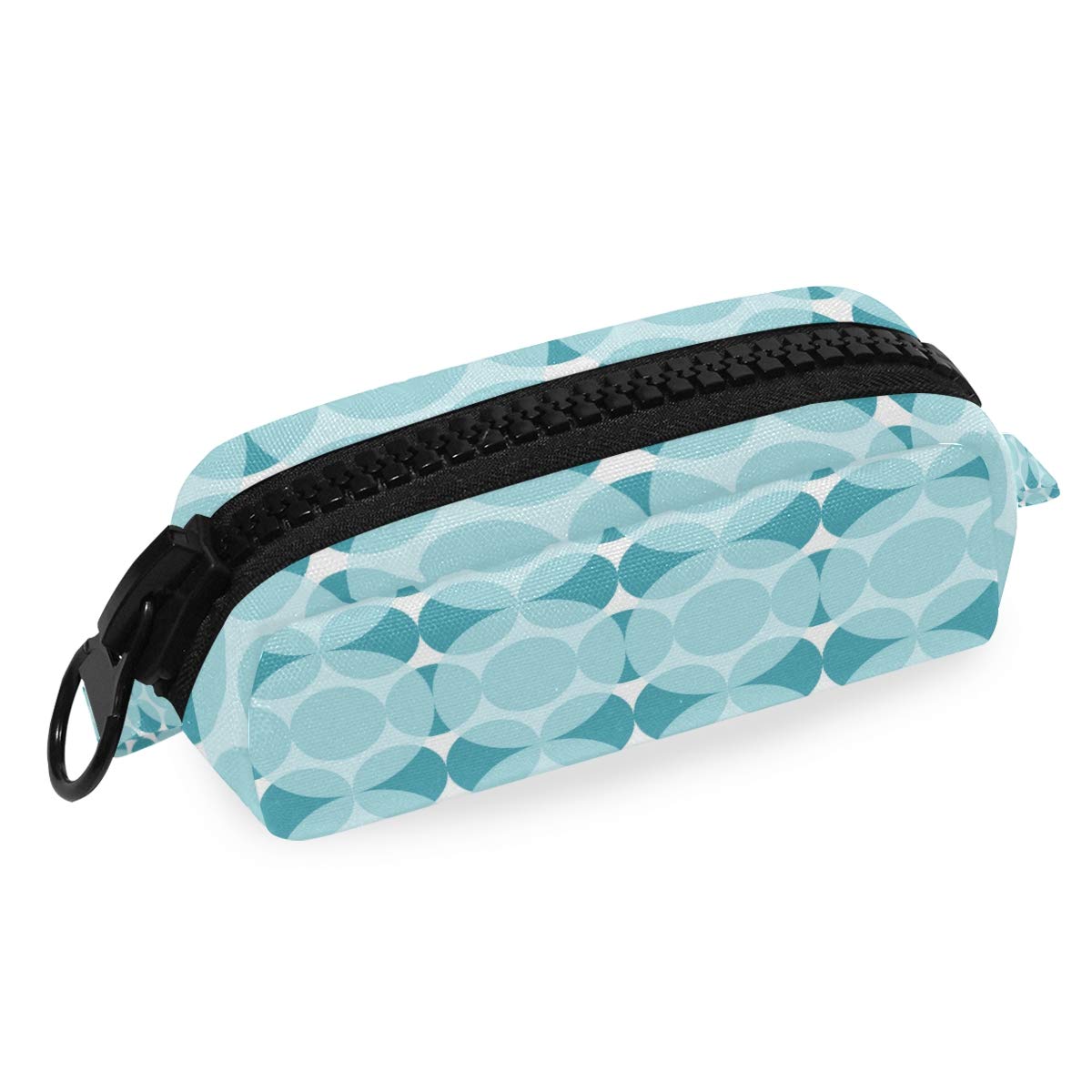 FengJu Large Capacity Pencil Case with Zipper - Blue Circle Design Cosmetic & Makeup Pouch for School, Office, Travel (Perfect for Teens, Students & Professionals)
