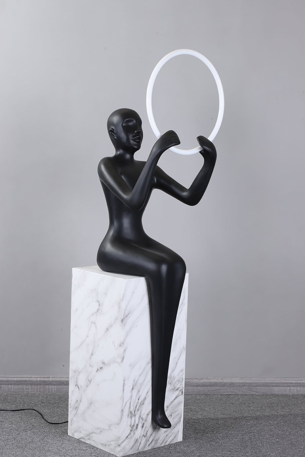 Elegant Elena Sculpture Floor Lamp - Modern Home Decor Lighting for Living Room, Bedroom & Office - Adjustable Height & Warm White LED Bulb Included - Perfect for Reading, Relaxing & Creating Ambiance
