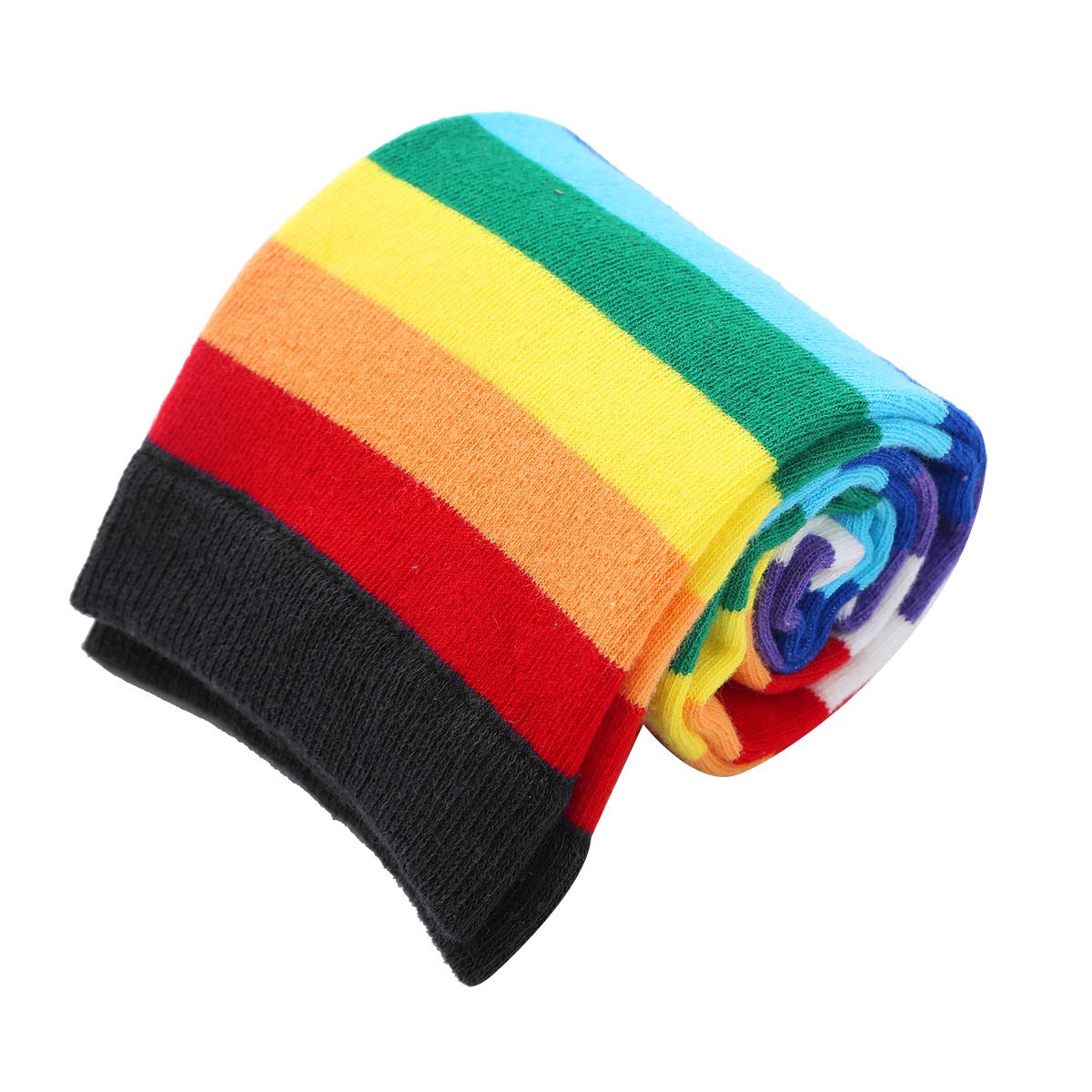 YiZYiF 2 Pairs Women's Colorful Striped Rainbow Knee High Socks - Soft Cotton Over The Calf Stockings for Fall & Winter - Perfect for Cosplay, Outfits & Cold Weather Comfort