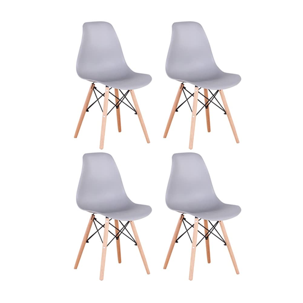 Modern Side Chair - Natural Beech Wood Dining Chair with ABS Backrest & Wood Legs, Set of 4 - Perfect for Kitchen, Dining Room, Office, Coffee Shop & Living Room - Comfortable Armless Desk Chairs for Home & Commercial Use
