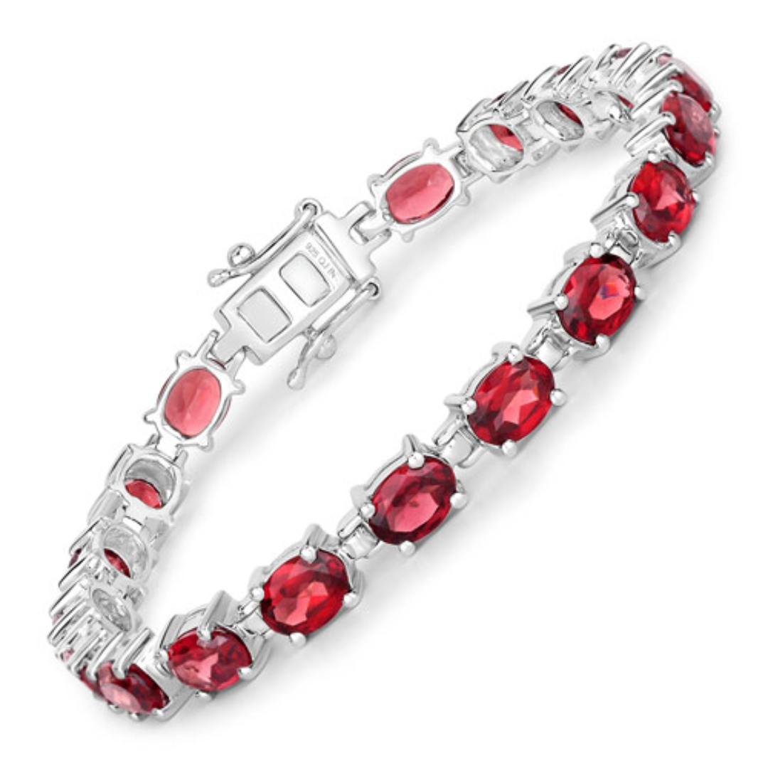 Natural Garnet Tennis Bracelet for Women | Genuine Stone Jewelry Gift for Her | Perfect for Weddings, Anniversaries & Special Occasions