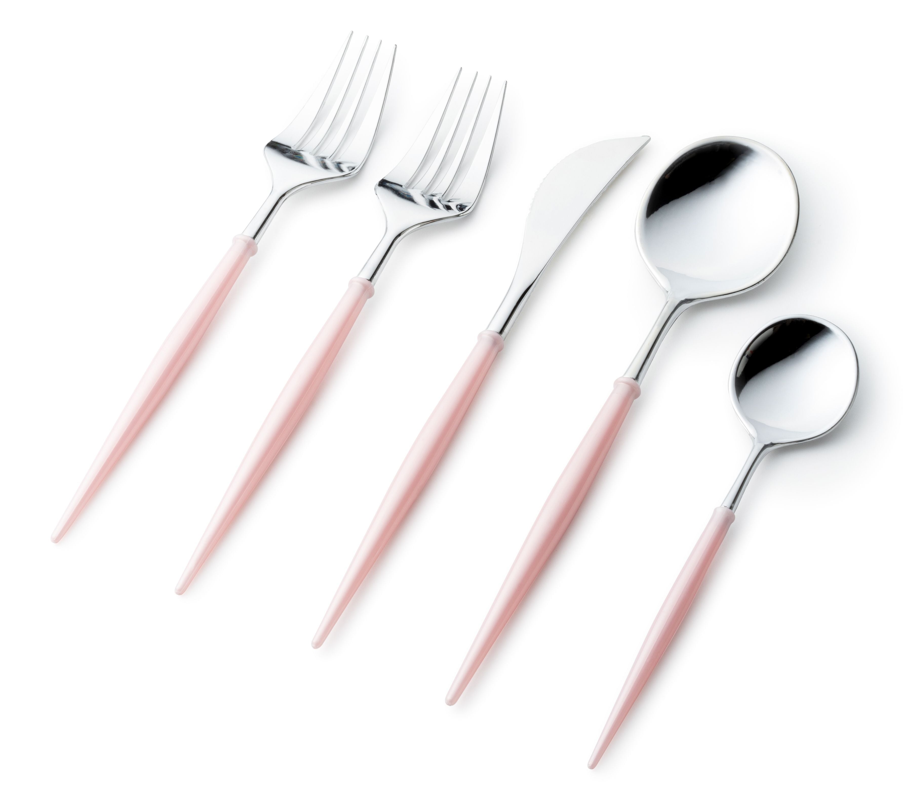 Noble Collection 40-Piece Silver and Blush Flatware Set - Service for 8 - Elegant Dinnerware for Formal Dining, Wedding Gifts & Special Occasions